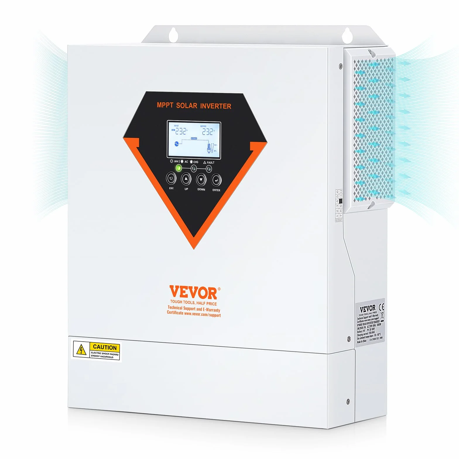 VEVOR Hybrydowy inwerter 3500 W, hybrydowy falownik solarny ładowarka zewnętrzna czysta fala sinusoidalna 230 V AC z wbudowanym kontrolerem ładowania słonecznego MPPT 60 A, ładowanie hybrydowe,