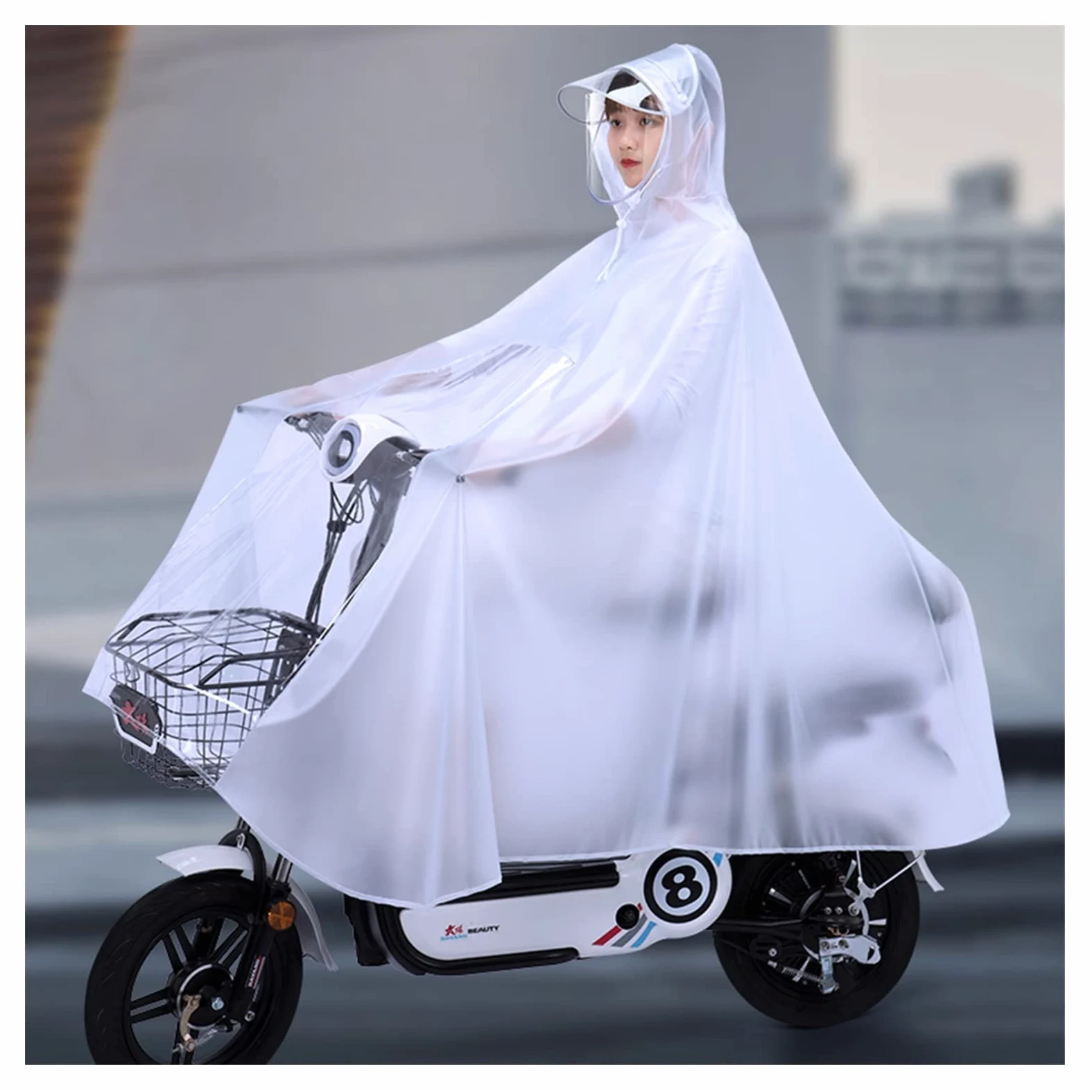 Rowerowa peleryna przeciwdeszczowa Poncho Ponczo przeciwdeszczowe z kapturem i osłoną lusterek Pojedyncze podwójne na rower E-Bike Motocykl Skuter mobilny