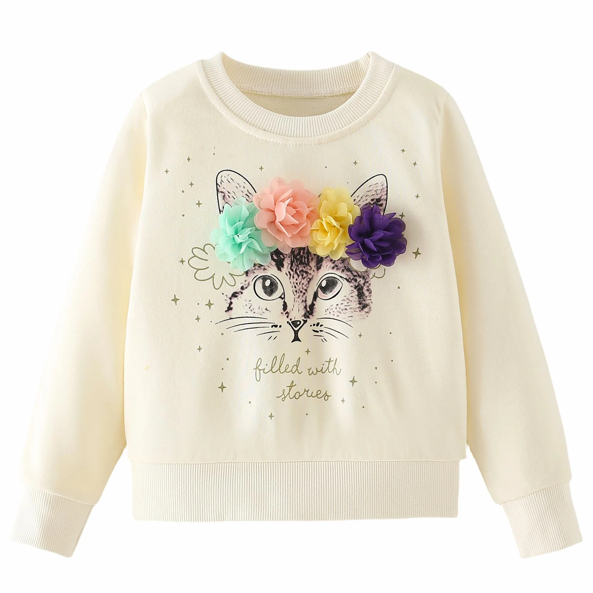 Bluza Dziewczęca Sweter dla Dzieci Uroczy Sweter z Kreskówek Dziewczynki Koszule z Długim Rękawem Wykonane z Bawełny w Wieku 2-7 Lat