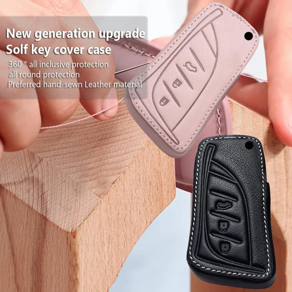 Ontto Etui na kluczyki samochodowe pasuje do Lexus LBX UX 300e GX460 ES250 ES300h LC500h UX200h UX250h NX300h 2020-2025, etui na klucze z poliuretanowe skóry, osłona kluczy, zabezpieczenie kluczy 3
