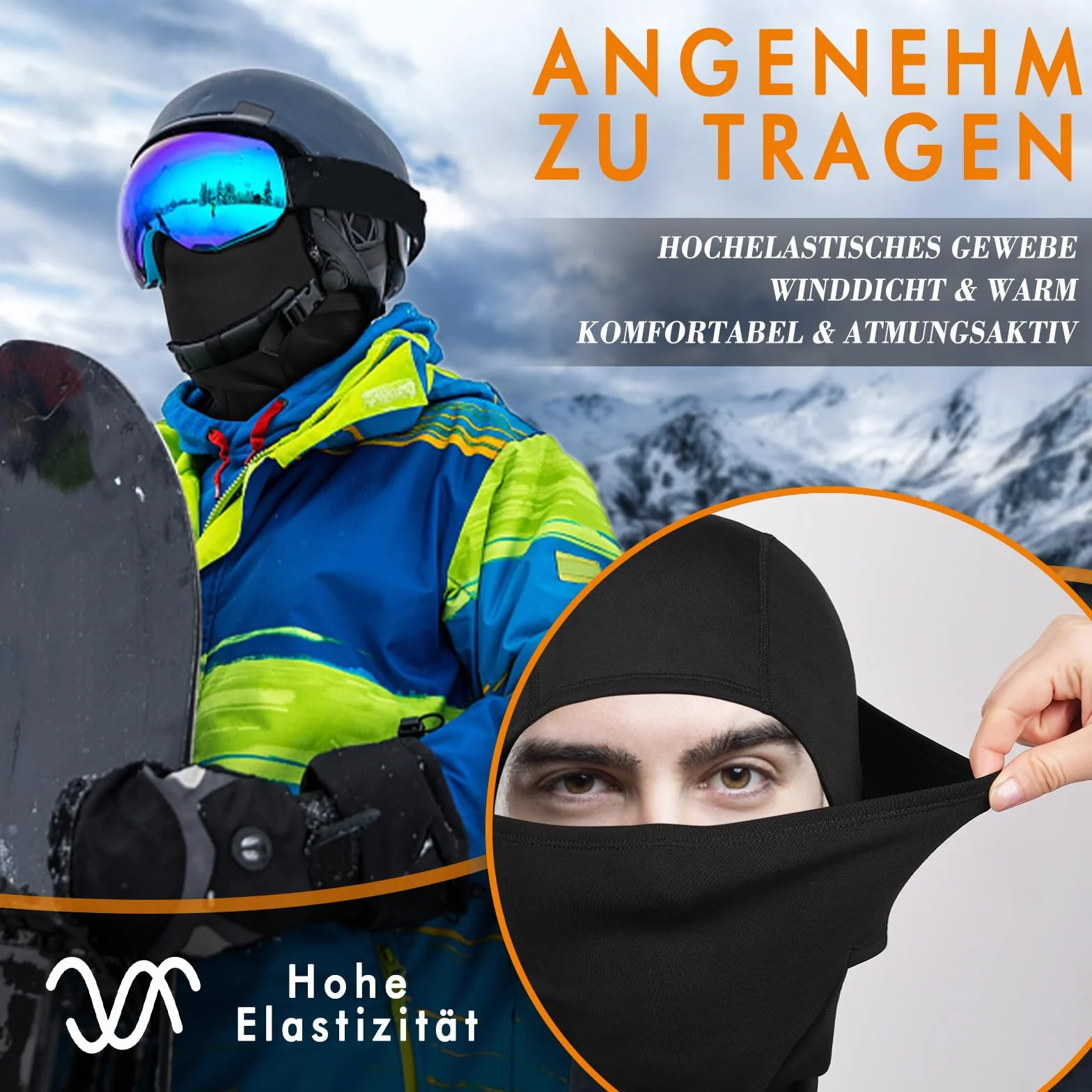 YANIKY Kominiarka, wiatroszczelna, ciepła, zimowa maska narciarska, balaclava dla mężczyzn i kobiet, oddychająca maska na twarz, na rower, motocykl, snowboard, narty
