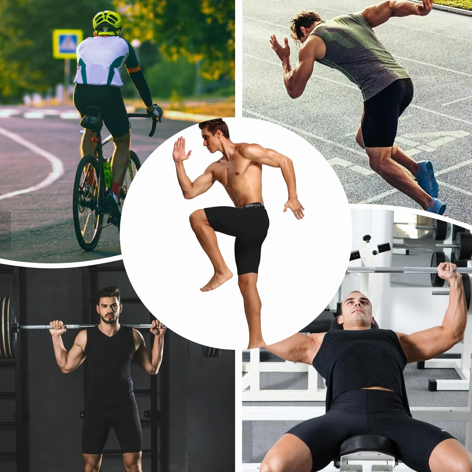 Męskie spodenki kompresyjne z kieszenią sportowe legginsy do biegania spandex warstwa bazowa krótkie
