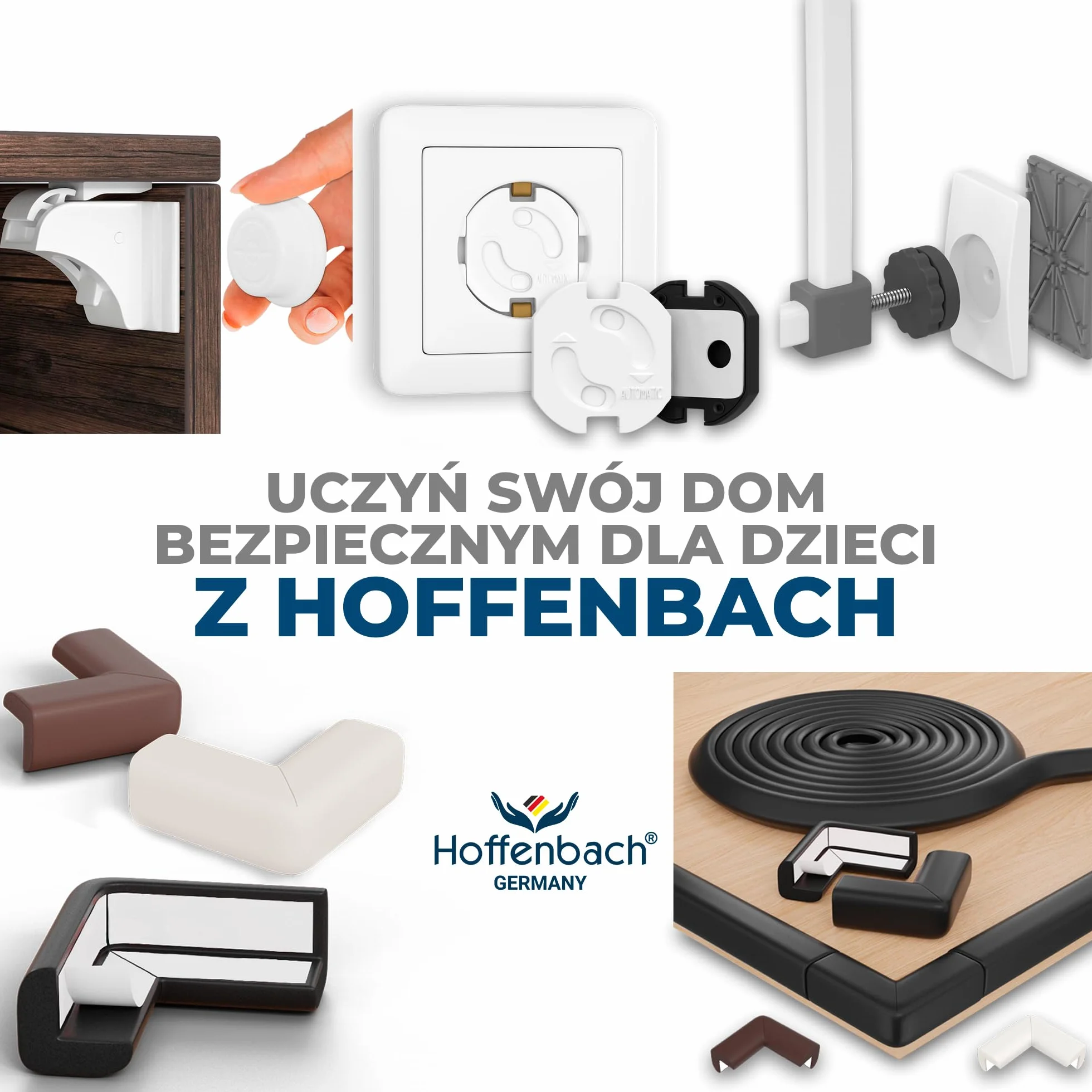 Hoffenbach Magnetyczna Blokada dla Dzieci – 12 zamków + 3 klucze – Niewidoczny Zamek Magnetyczny do Szafek i Szuflad – Zabezpieczenie bez Wiercenia – Biały