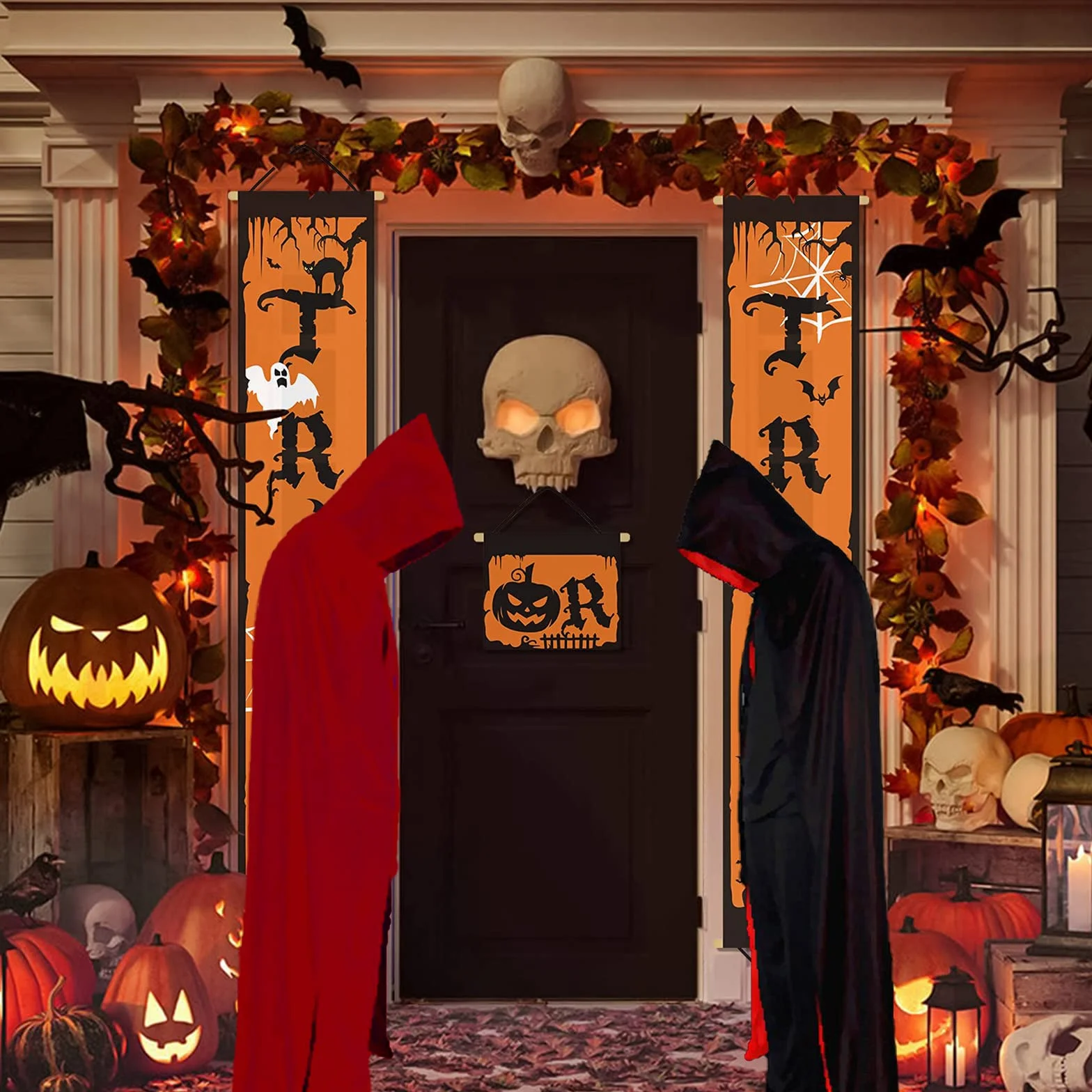 Peleryna Wampira dla Kobiet i Mężczyzn - Dwustronna Peleryna na Halloween dla Dorosłych - Kostium na Halloween, Kostium Wampira, Kostium Horror, Tematyczna Impreza Halloween (150 cm)