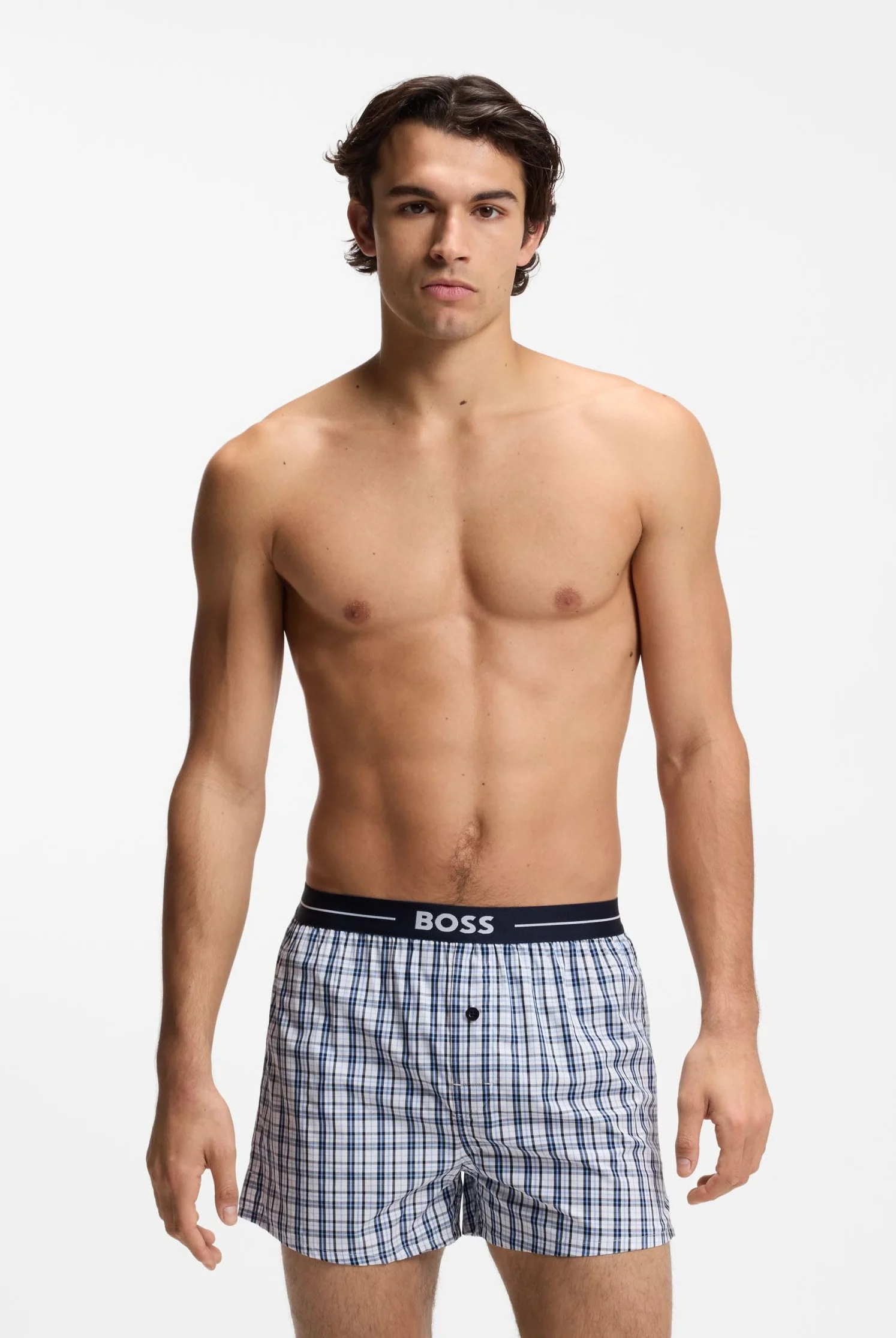 BOSS Męskie spodnie piżamowe 2P Boxer Shorts Dark Blue405 XL