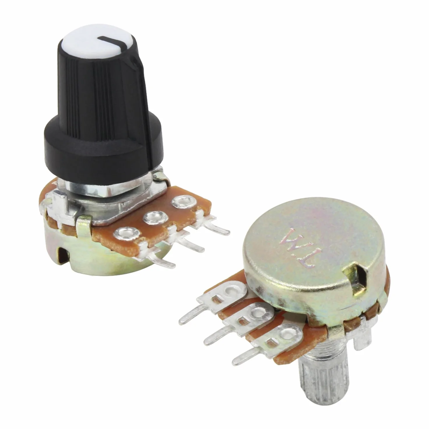 Aussel Termometr liniowy 10K OHM B10K, 3 zaciski, potencjometr obrotowy z nakrętkami i podkładkami, 5 sztuk (B10K-5PCS)