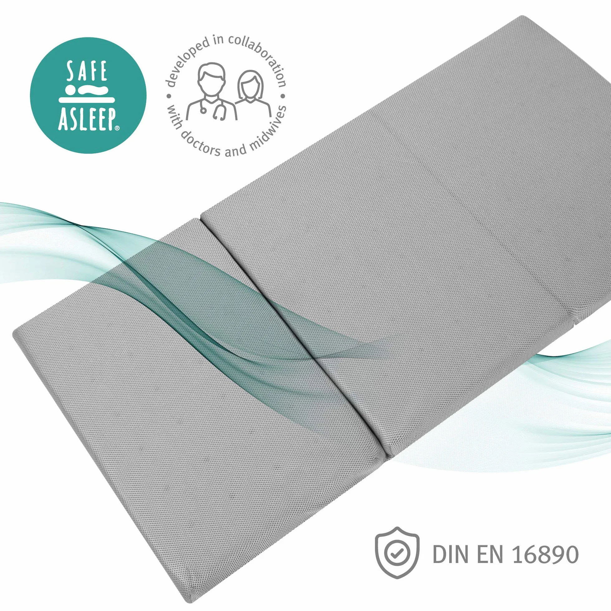 roba Mata podróżna safe asleep - Mata dla dzieci do łóżeczka podróżnego 60 x 120 cm - Pasuje do łóżeczek podróżnych dla dzieci - W zestawie torba transportowa