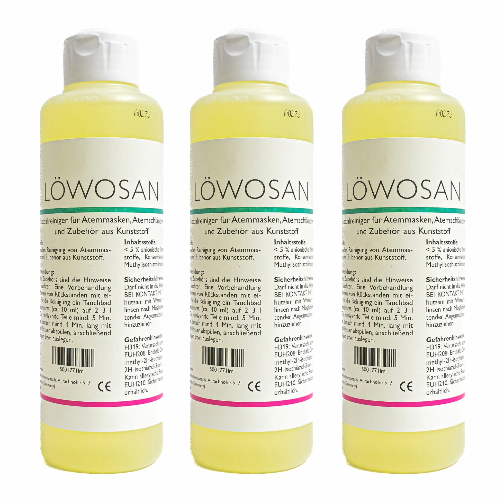 Löwosan CPAP Reiniger, Reiniger für CPAP Maske, CPAP Schlauch und Silikon - 3 x 250ml Flasche
