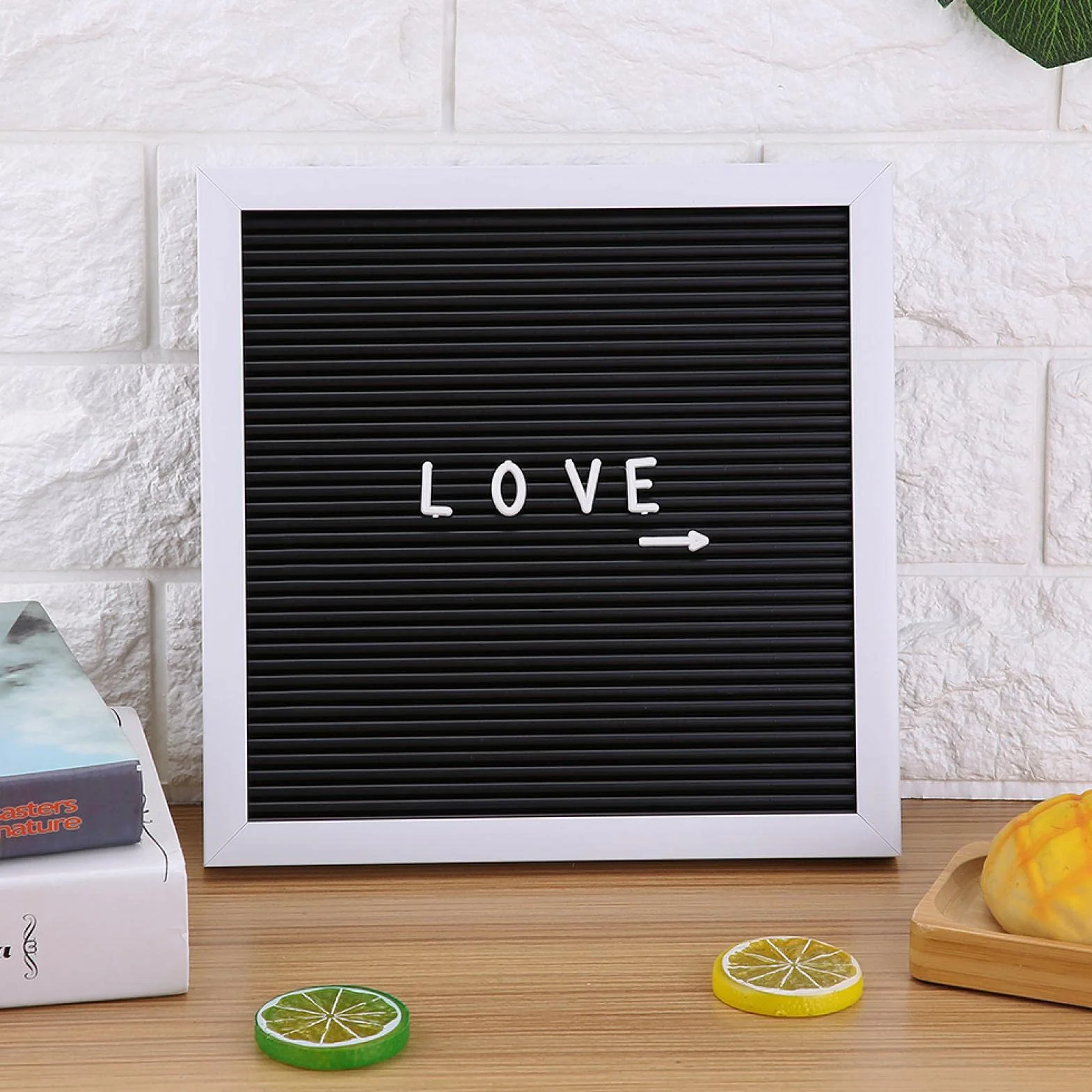 Szary filcowy zestaw tablic na listy, tablica z literami tablica z literami DIY tablica z literami Wystrój pokoju w domu(White frame)