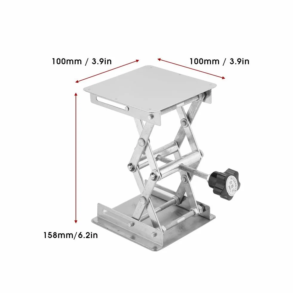 Podnośnik Laboratoryjny ze Stali Nierdzewnej, Platforma Podnosząca, Stojak Nożycowy do Eksperymentów Naukowych, 100 x 100 mm