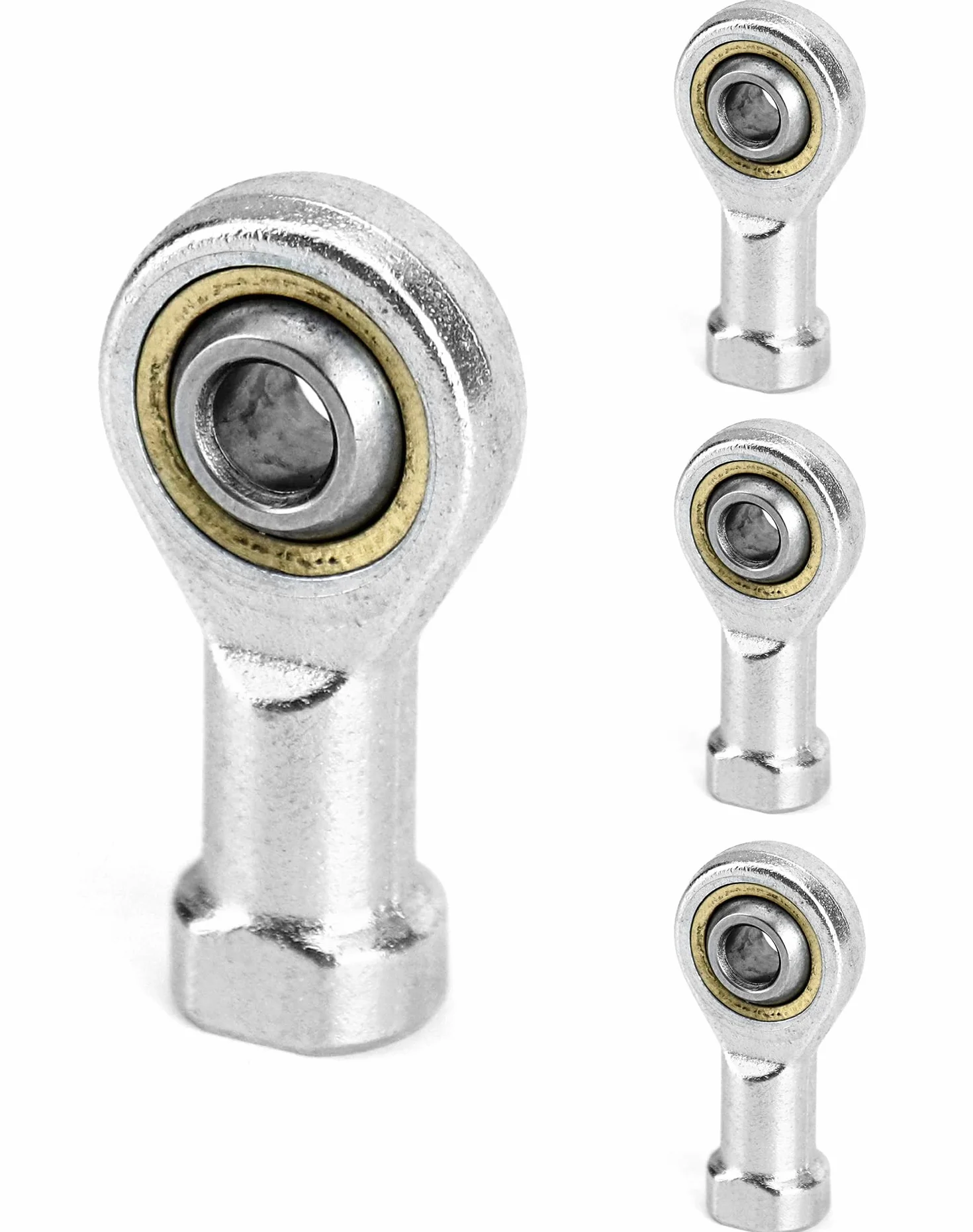 QWORK® 4 sztuki 6mm łożysko przegubu, łożysko przegubu M6 x 1,0, metryczny gwint wewnętrzny, gwint prawoskrętny, samosmarujące do sferycznych końcówek drążka przesuwnego