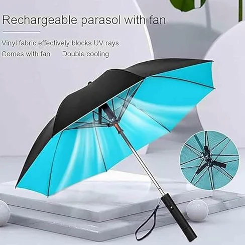 Przenośny parasol przeciwsłoneczny 3 w 1 z wentylatorem i mgłą, UV SPF 50, funkcja chłodzenia na kemping na świeżym powietrzu i na plażę