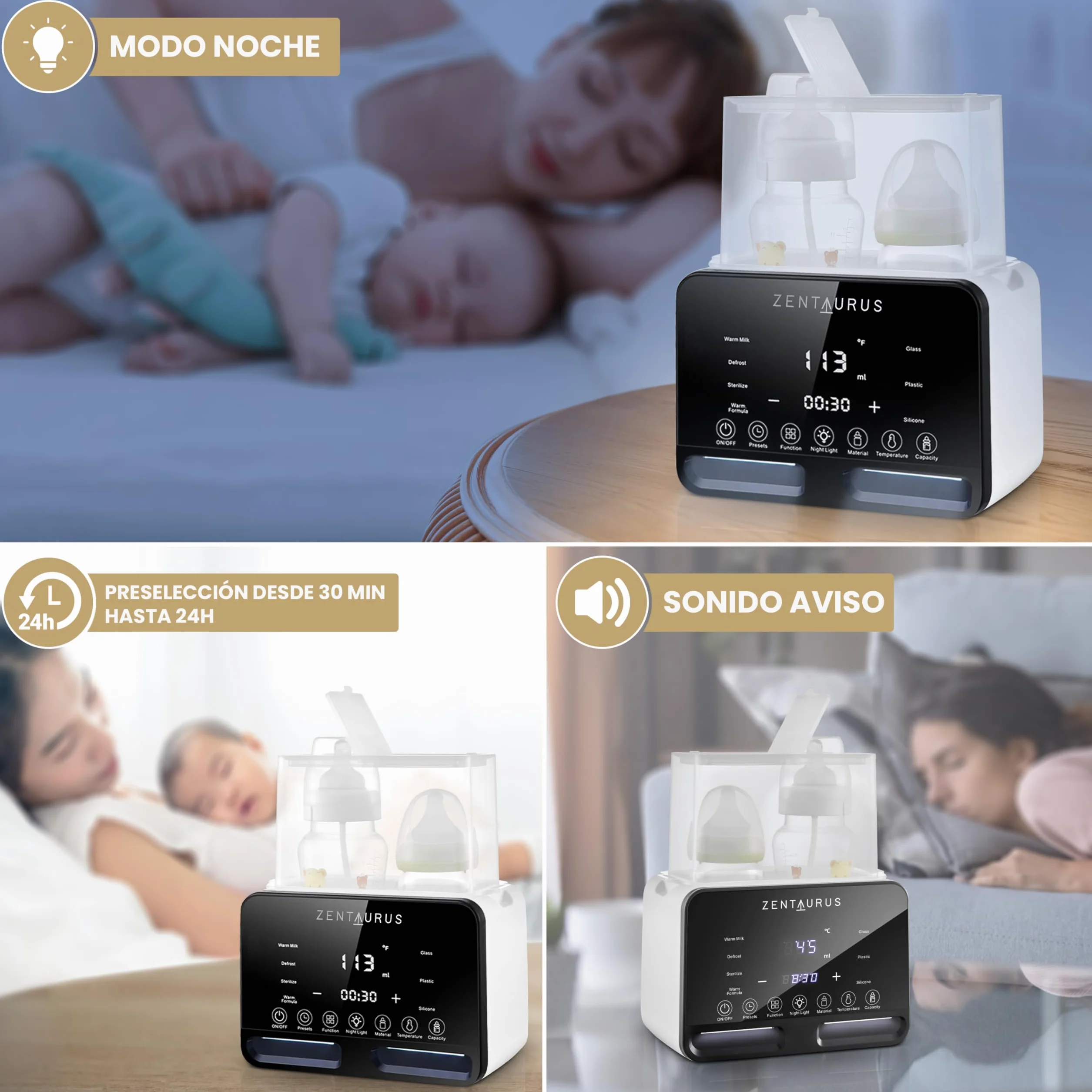 ZENTAURUS - Podgrzewacz do butelek - Sterylizator do butelek - Sterylizator smoczków - Podgrzewacz do butelek - Rozmrażanie - Podgrzewacz do butelek do mleka