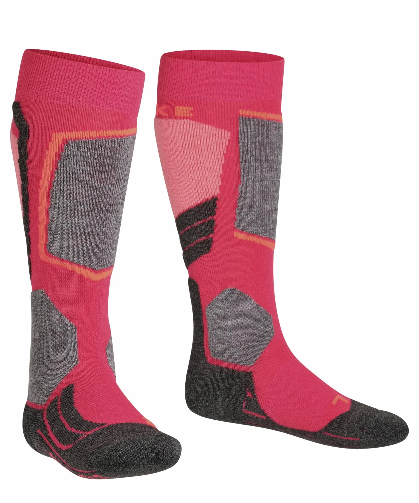FALKE Uniseks - dzieci Skarpety narciarskie SK2 Intermediate K Kh Wełna ciepłe grube 1 Para, Czerwony Rose 8564, 35-38