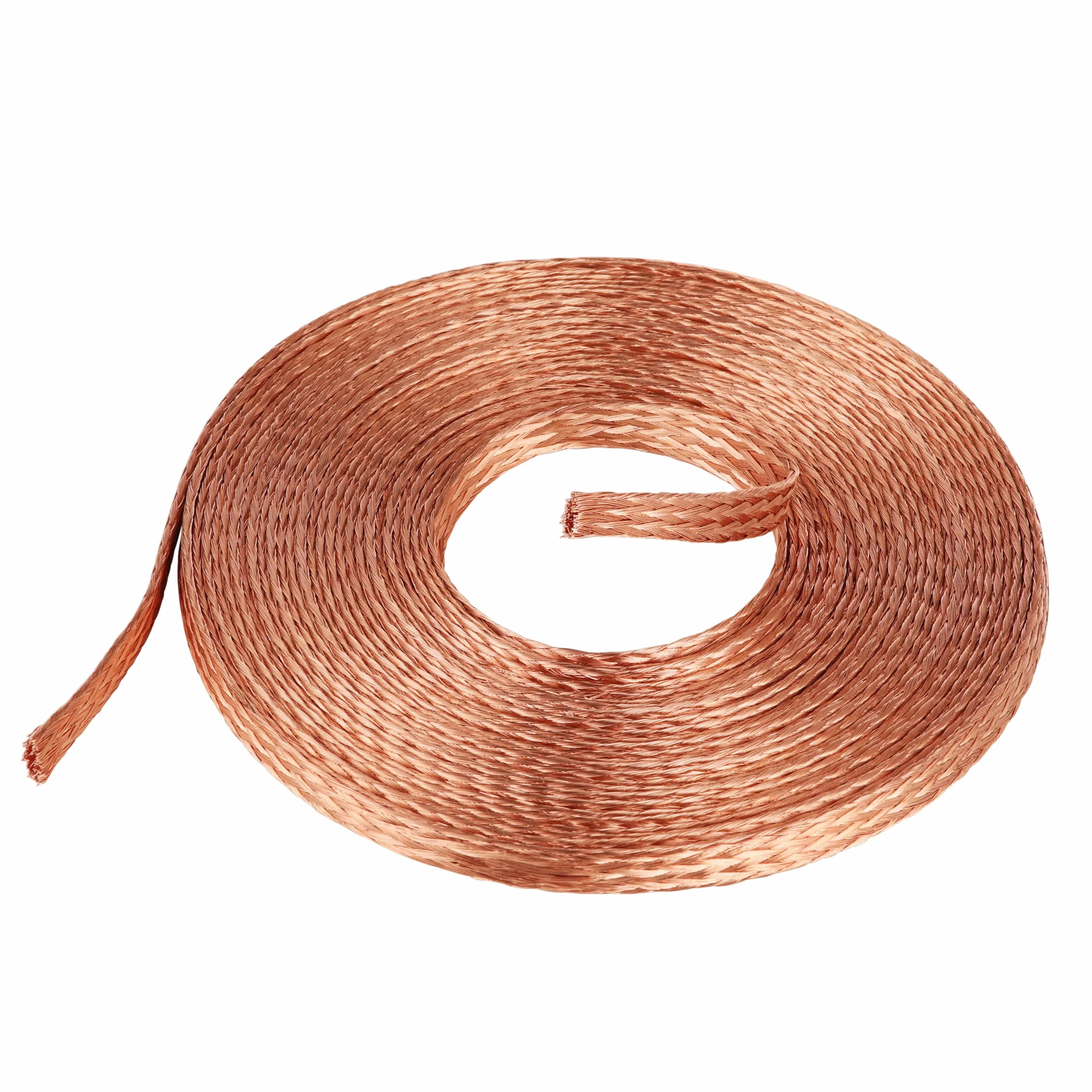 Płaski kabel miedziany, 6 m / 20 m, goły drut miedziany pleciony 6 mm, pleciona siatka, płaski miedziany kabel uziemiający 2,5 mm² do uziemienia