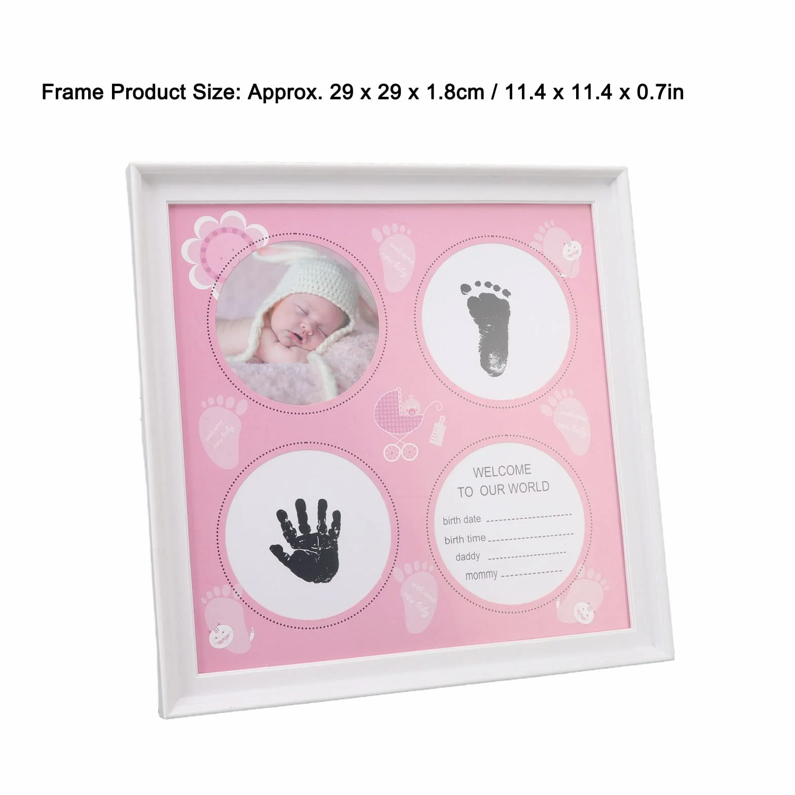 BORDSTRACT Baby Handprints And Footprints Ramka Na Zdjęcia, Prezent Dla Noworodka, Pamiątka Dla Chłopca I Dziewczynki Milestone Ramka Na Zdjęcia Dla Noworodków, Dekoracja Pokoju(Różowy)