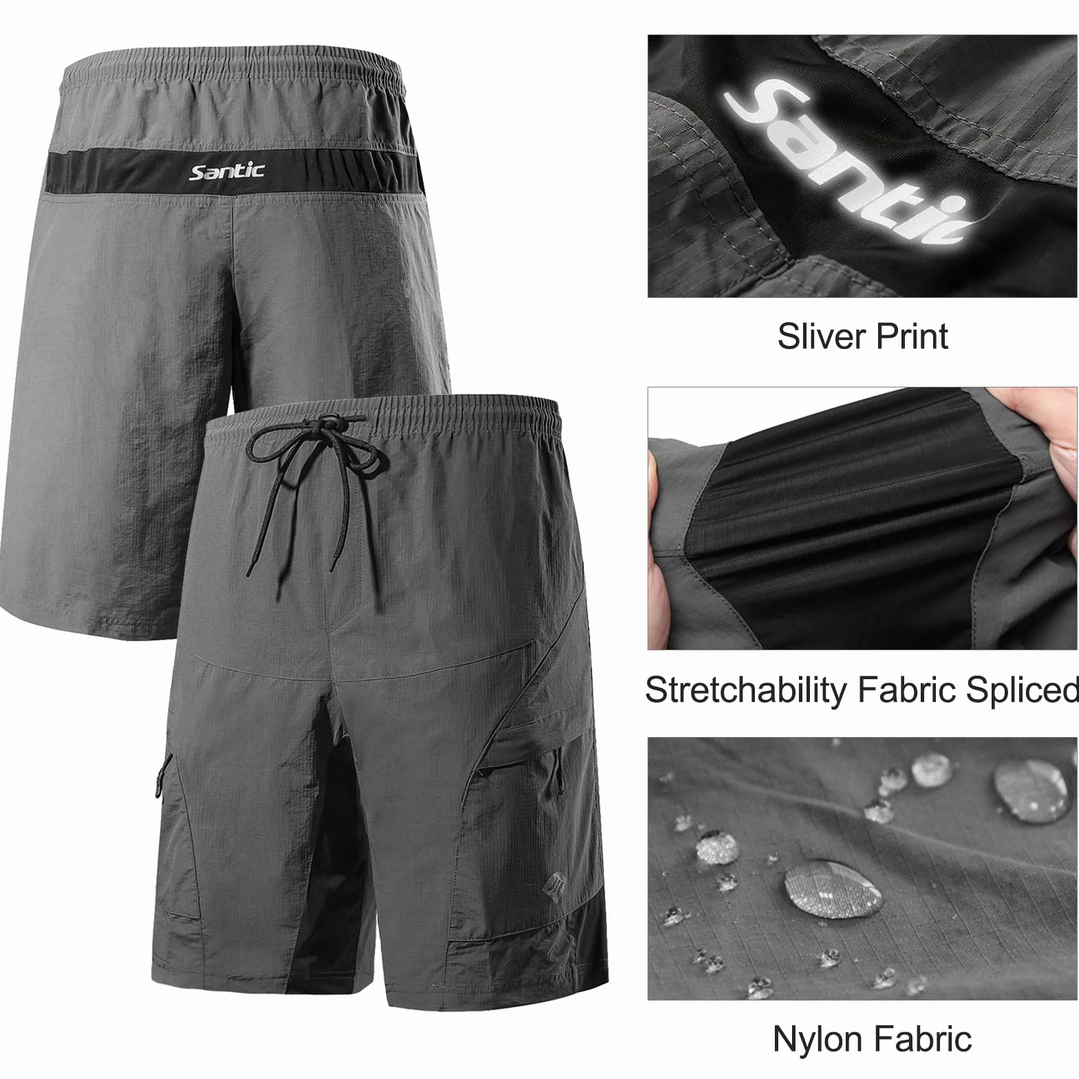 Santic Męskie Spodenki Na Rower Górski Loose Edition Lekkie RRowerowe MTB Coolmax Oddychająca