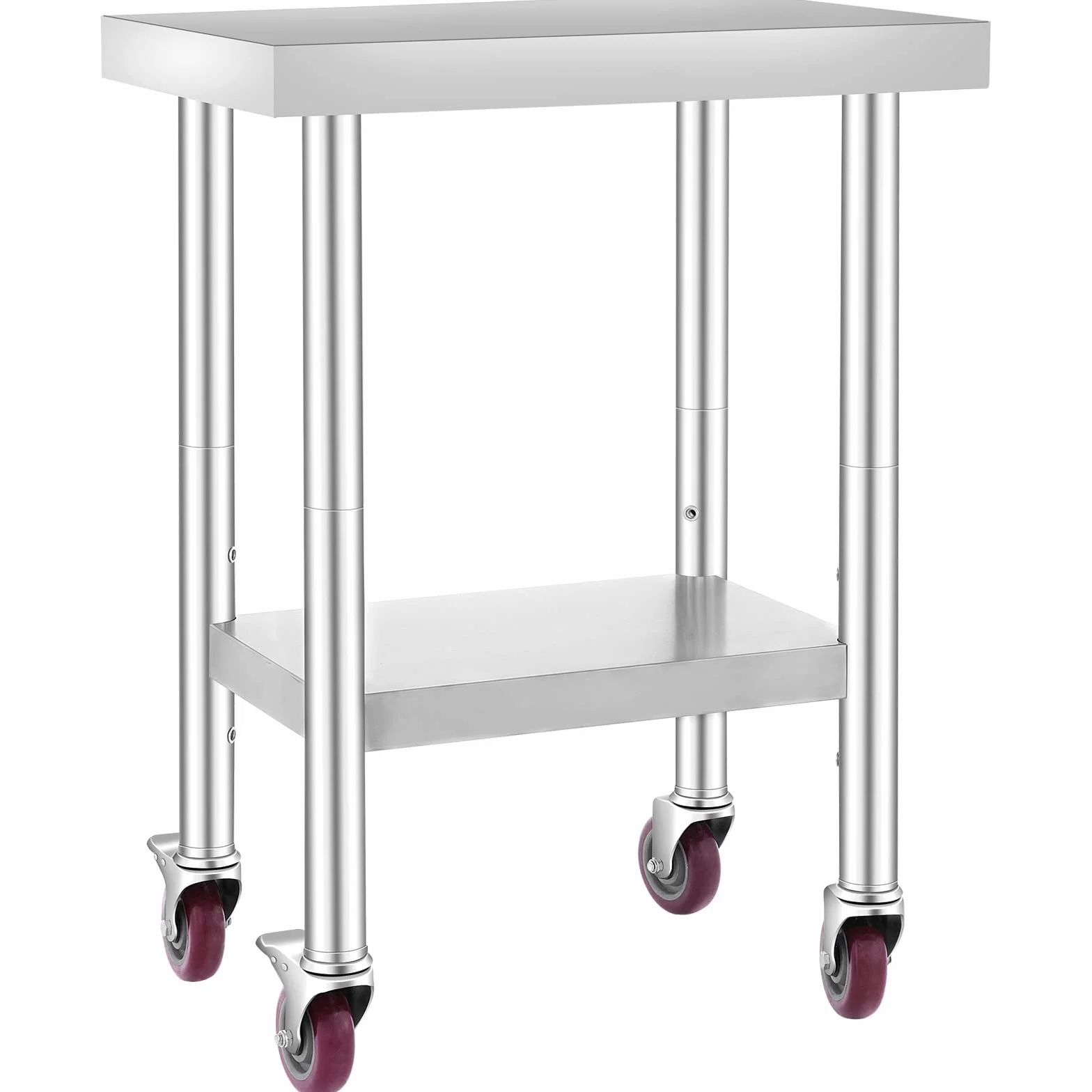 VEVOR Stół roboczy 61 x 46 x 86 cm, stal nierdzewna, stół roboczy 100 kg, do obciążania żywności, stół do przygotowywania żywności, stół roboczy do kuchni, baru, restauracji, 4 regulowane nóżki