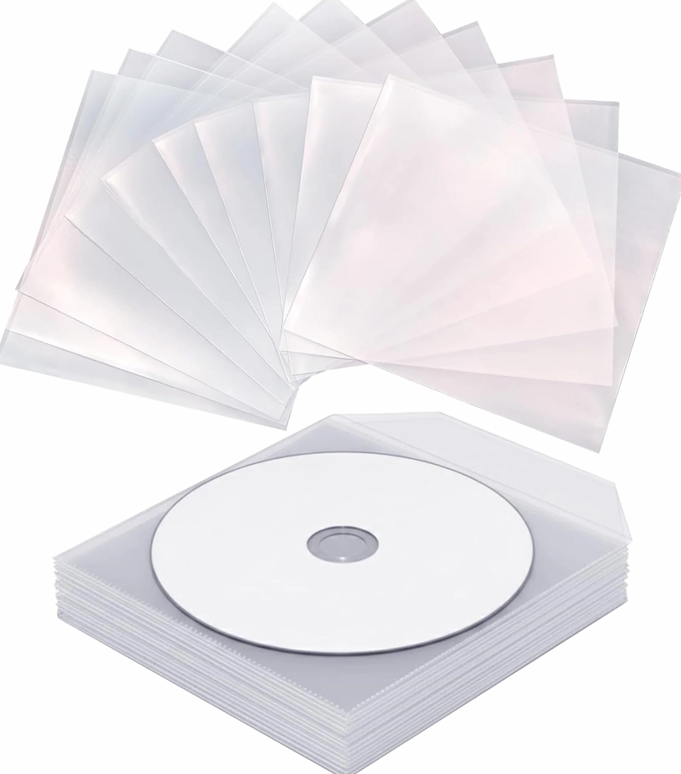 100X Koszulki na płyty CD DVD Blu-Ray | przezroczyste, PVC, z klapką zamykającą | Ochrona przed kurzem, widoczność napisów, praktyczne przechowywanie płyt Cd Dvd Sleeves