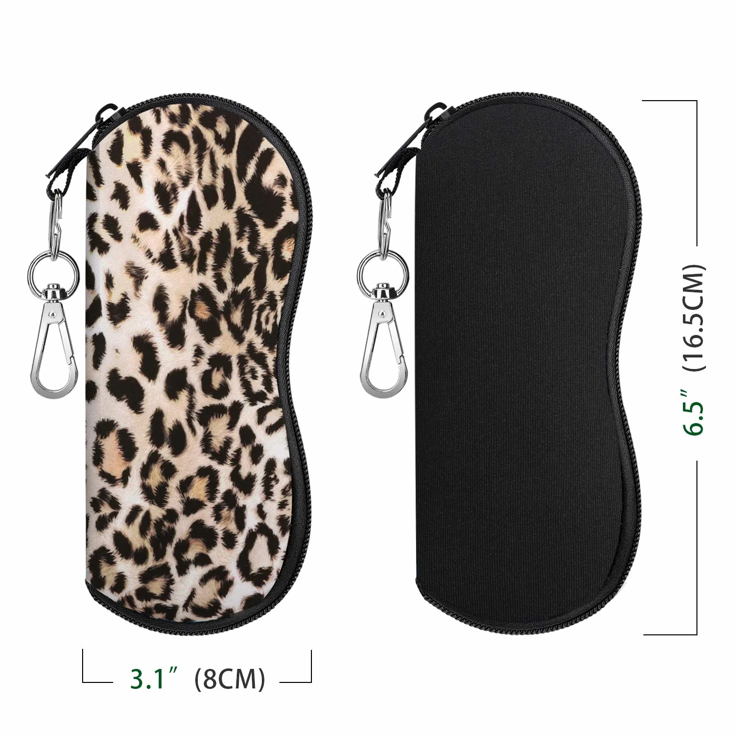 MoKo Etui na okulary - 2 szt. [Ultra lekki] neoprenowy zamek błyskawiczny do przechowywania miękkich okularów przeciwsłonecznych z klipsem do paska do okularów, etui na klucze, ołówki, karty