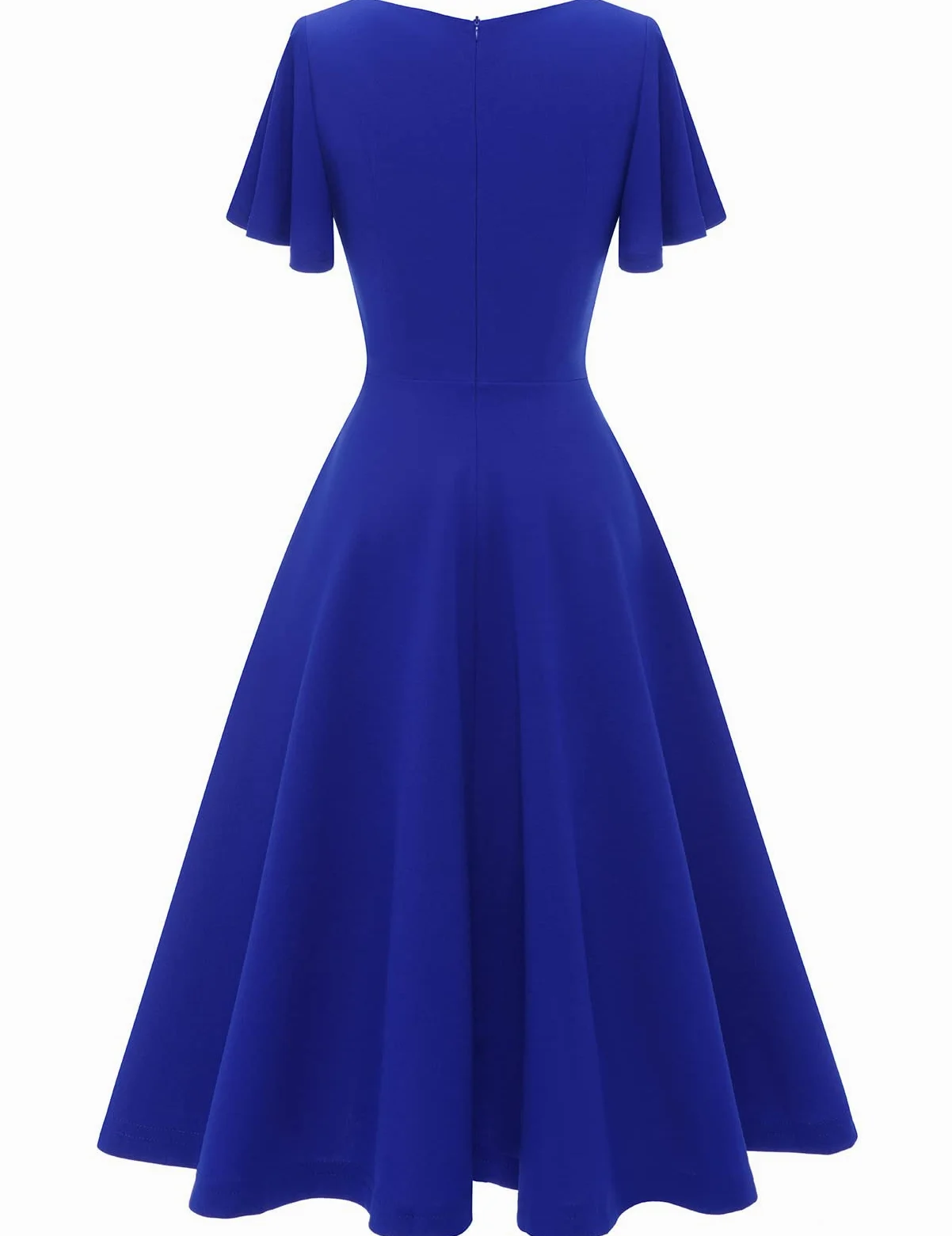Homrain Damen Elegant Cocktailkleid 50er Jahre Rockabilly Knielang Vintage Kleid Faltenrock Retro Kleider V-Ausschnitt A-Line Abendkleid