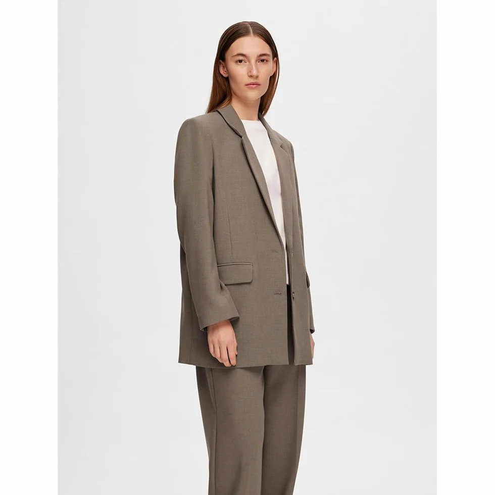 SELECTED FEMME Bluzka Kobiety Slfrita Ls Relaxed Blazer Camel Mel Noos