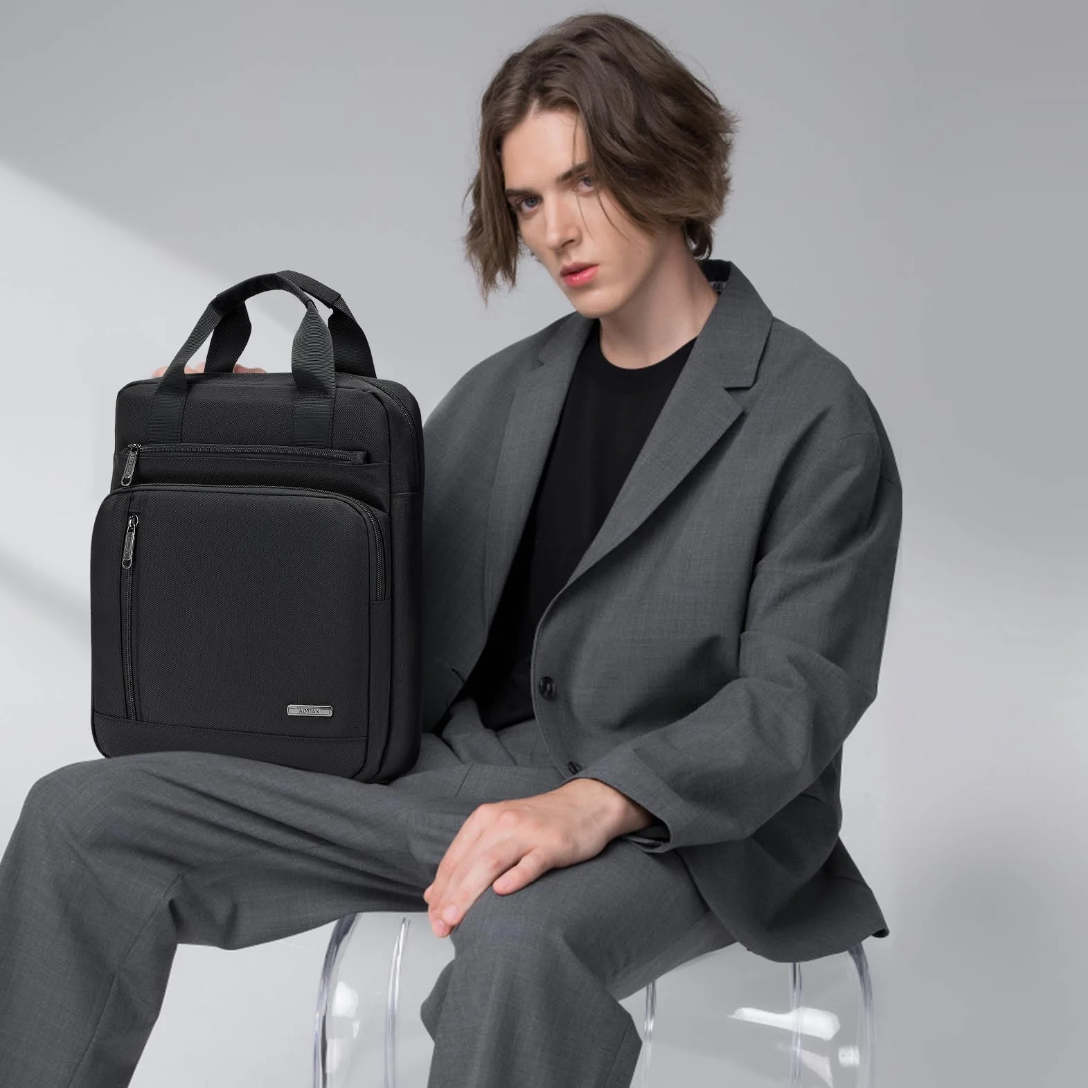 Torba Na Ramię Dla Mężczyzn Duża Wielokieszeniowa Laptop 14 Cali 28x33x10cm Wodoodporna Torba Oxford Sling Crossbody Bag Torba Męska Z Górnym Uchwytem Do Pracy, Podróży