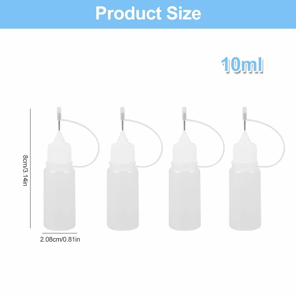 Butelka z igłą 10ml x 4 szt., aplikator kleju, ściskane butelki z dyszami, DIY narzędzie