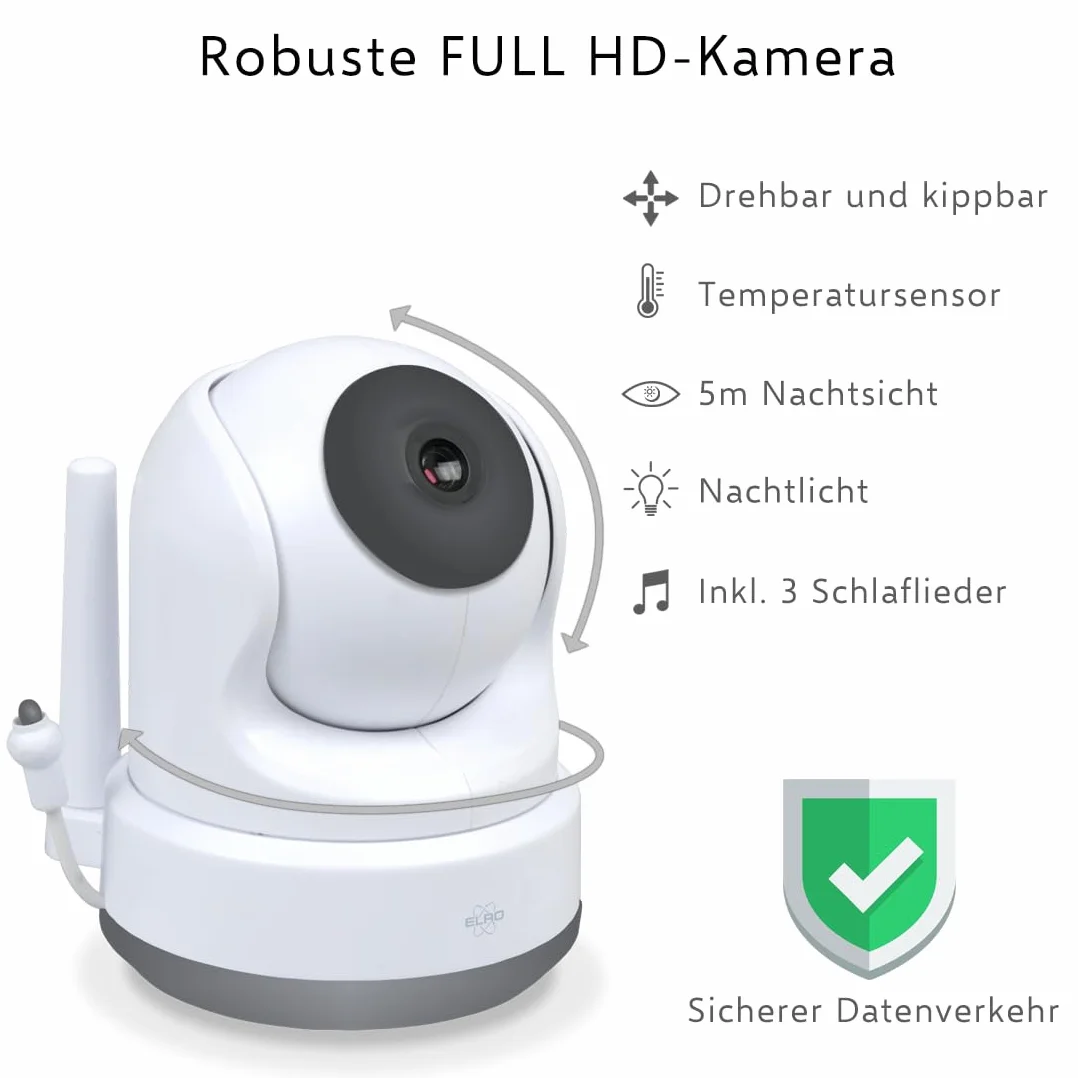 ELRO BC4000 Baby Monitor Royale Full HD niania elektroniczna z ekranem dotykowym 12,7 cm i aplikacją