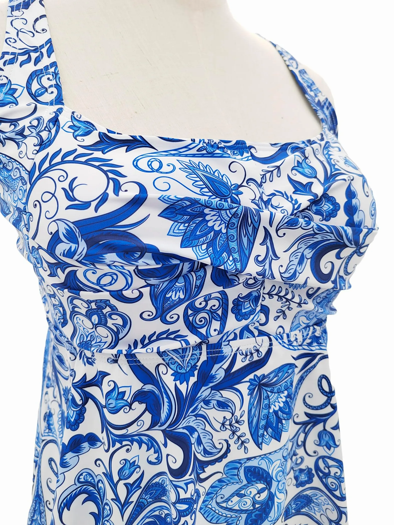 Damskie 2-częściowe zestawy tankini Twist Front Tankini Top z szortami kontrola brzucha stroje kąpielowe kwiatowy strój kąpielowy