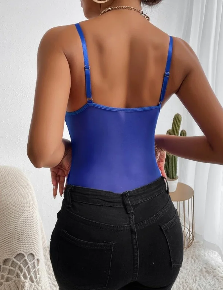 Body damskie seksowne koronkowe body w kwiaty spaghetti pasek bez rękawów przezroczysty kombinezon z siateczki jednoczęściowy kombinezon jednoczęściowy podstawowy kombinezon Cami koszule wychodzą na
