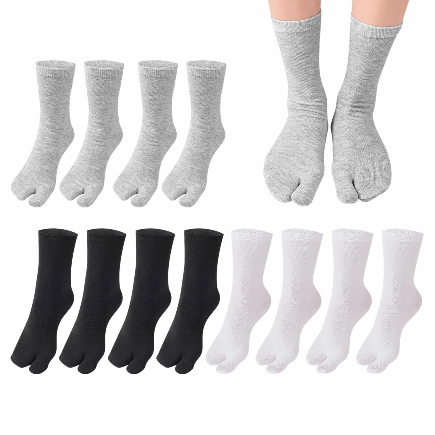 KRYMSON 6 par skarpet Tabi bawełniane z palcami do japonek sandałów jogi oddychające elastyczne unisex