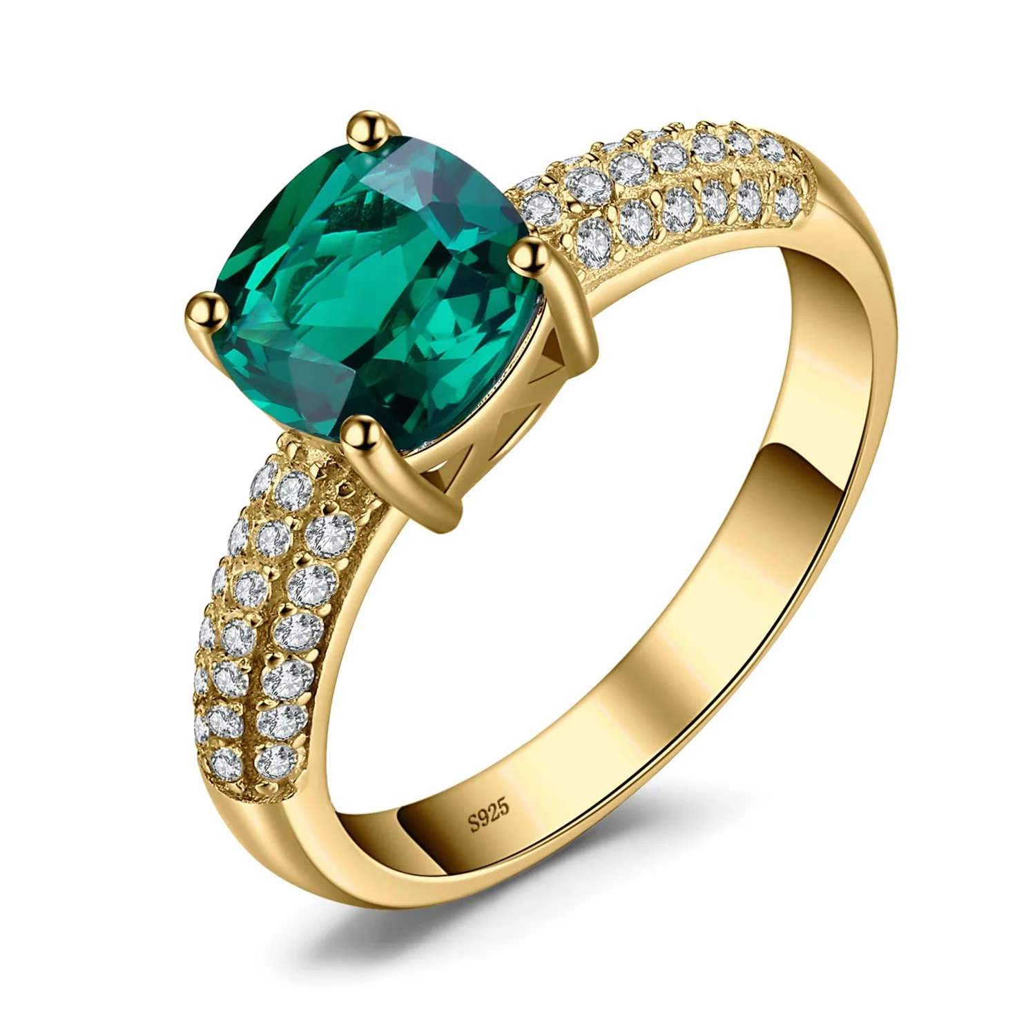 JewelryPalace Cushion Cut 1,8ct imitacja zielonego szmaragdu Pierścionek damski pierścionek zaręczynowy srebro 925 dla kobiet z kamieniem różowe złoto złoto