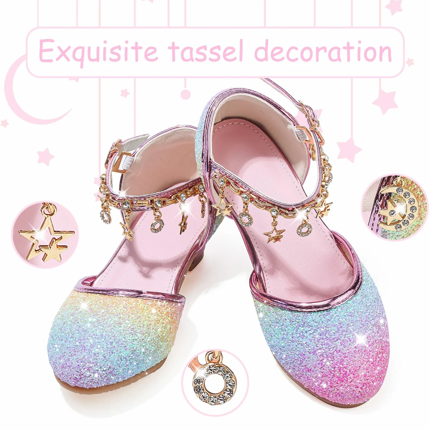 Buty księżniczka dziewczyna cekiny przebranie na wysokim obcasie Cosplay ślub Boże Narodzenie rocznica ceremonia przyjęcie tancerki baletki sandały kryształ bling