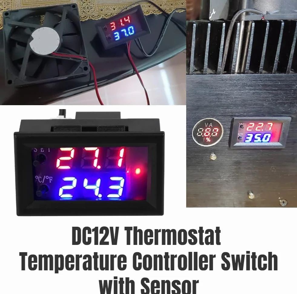 Termostat Cyfrowy DC 12V Regulator Temperatury Allzweck-Temperaturreglertermostat Z Czujnikiem Do Grzejników i Systemów Chłodzących