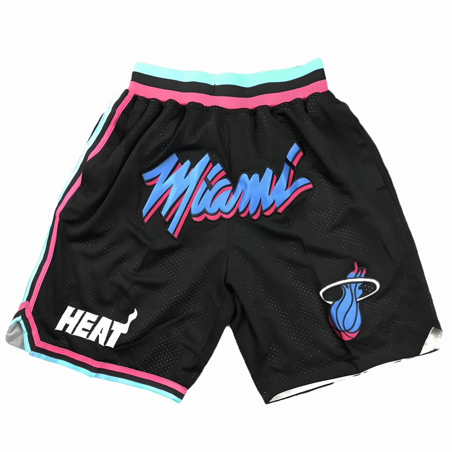 Miami Heat Męskie spodenki do koszykówki - Sportowe, oddychające i szybkoschnące szorty NBA z kieszeniami na zamek błyskawiczny, luźne spodenki do treningu i na zewnątrz