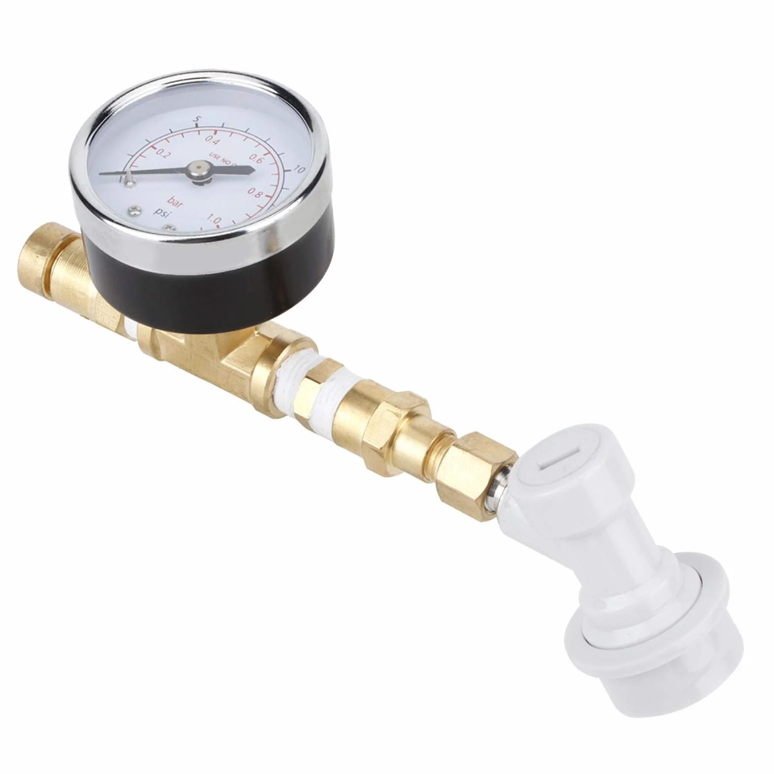 Homebrew zawór bezpieczeństwa, regulowany zawór bezpieczeństwa, zespół zaworu bezpieczeństwa, system zaparzania Blokada kulowa z manometrem 0-15 psi (0-1bar)
