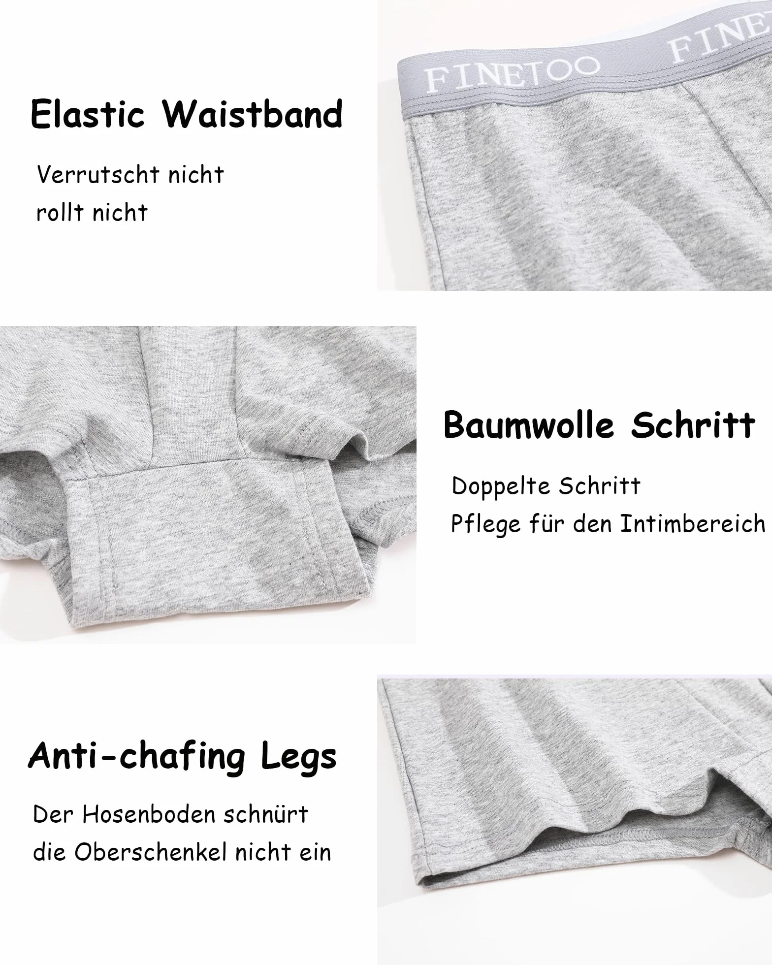 FINETOO Bokserki damskie, bawełniane, wygodne bawełniane bielizny, oddychająca bielizna damska, hipsterskie majtki, miękkie majtki, duże rozmiary, opakowanie 5 sztuk, XS-4XL