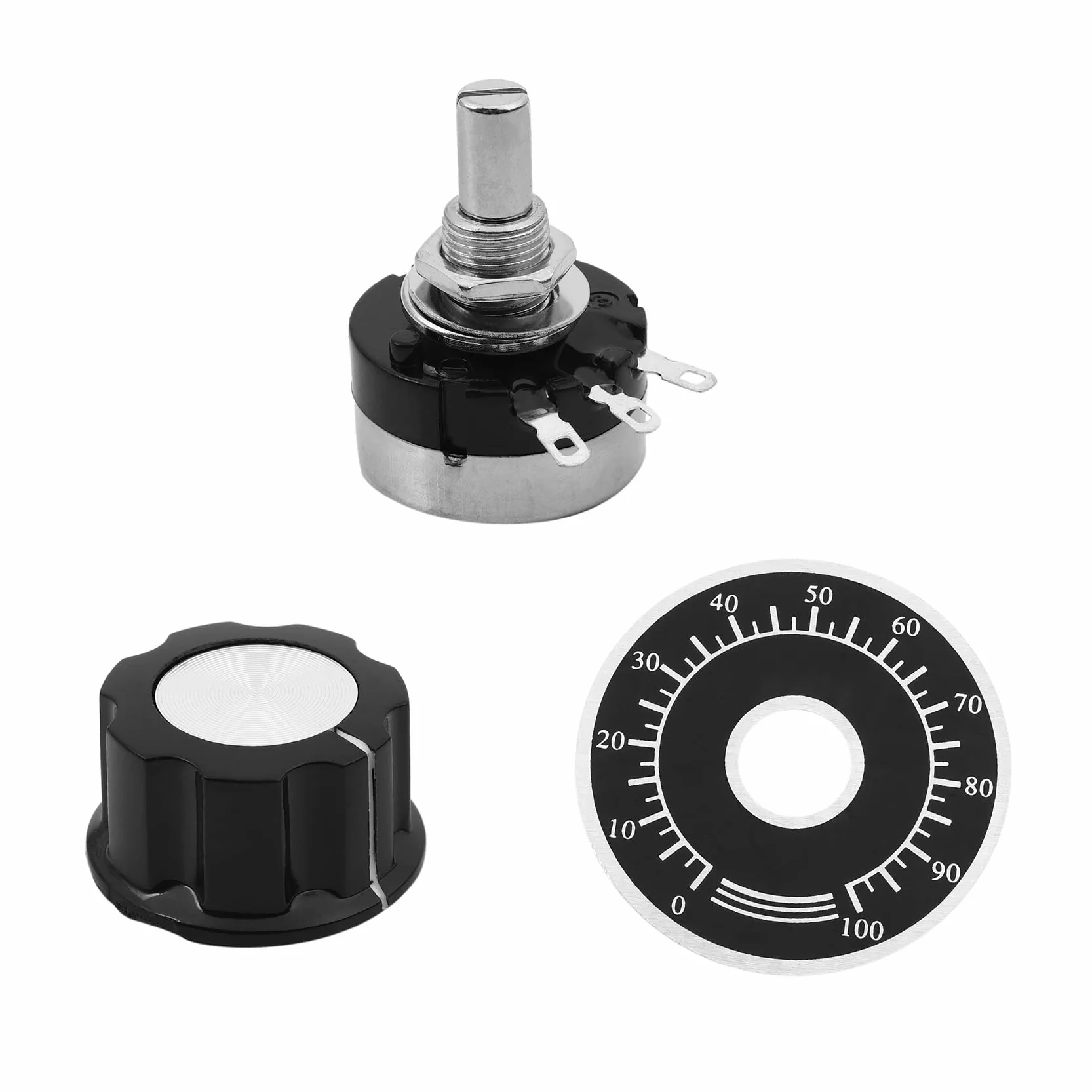 3 x obrotowy potencjometr węglowy o średnicy z pokrętłem, RV24YN 20S B103 10 K Ohm