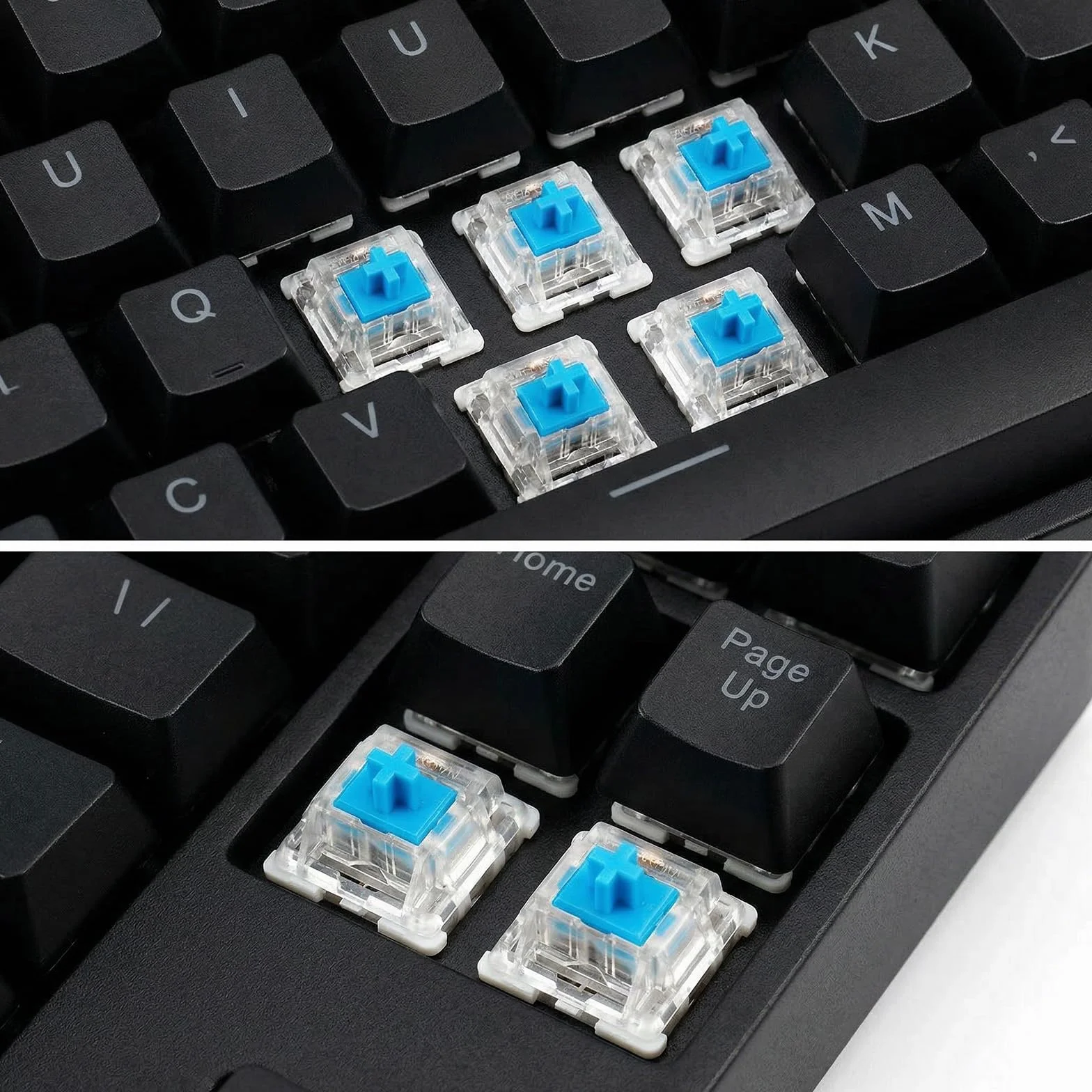 Nogeqi 30 sztuk niebieskich klawiatur z zatrzaskiem, klawiatura mechaniczna z wyciąganiem, 3-biegunowa klawiatura, pyłoszczelna, mechaniczna klawiatura do gier typu speed typing