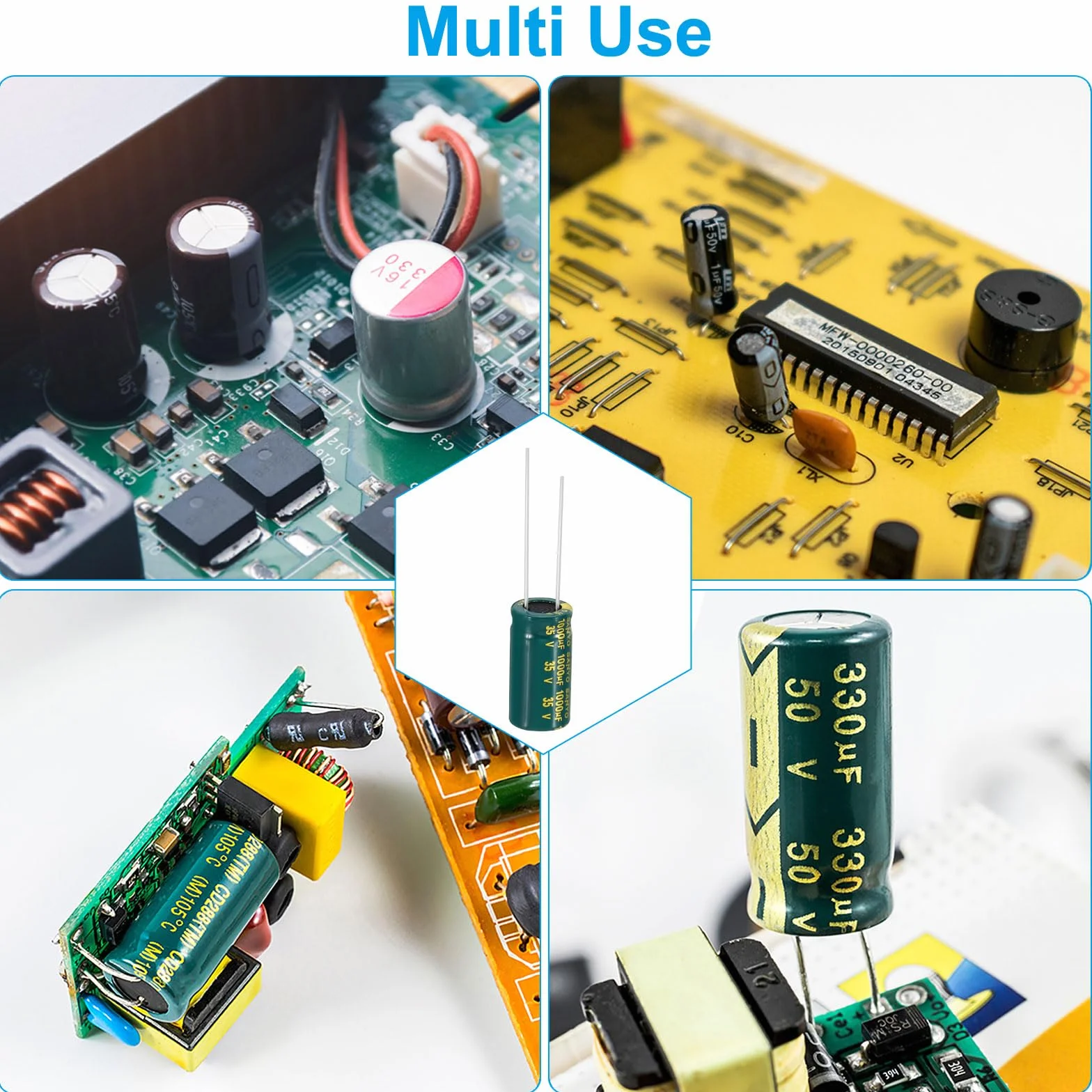 PATIKIL 35V 1000uF Kondensatory elektrolityczne, 20 sztuk 10 x 20 mm wysokiej częstotliwości aluminiowe kondensatory elektrolityczne do telewizora, monitora LCD, lodówki, obwodów drukowanych, zielony