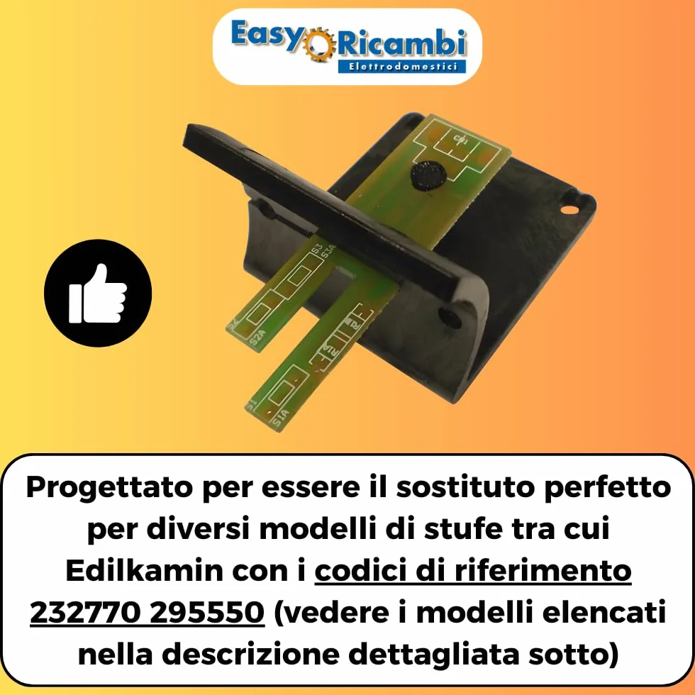 Easyricambi - Debimetr pieca na pellet, czujnik przepływu powietrza model LINX do Edilkamin 232770 295550, wymiary 45 x 28 x 7 mm (zamiennik wspornika czarnego)
