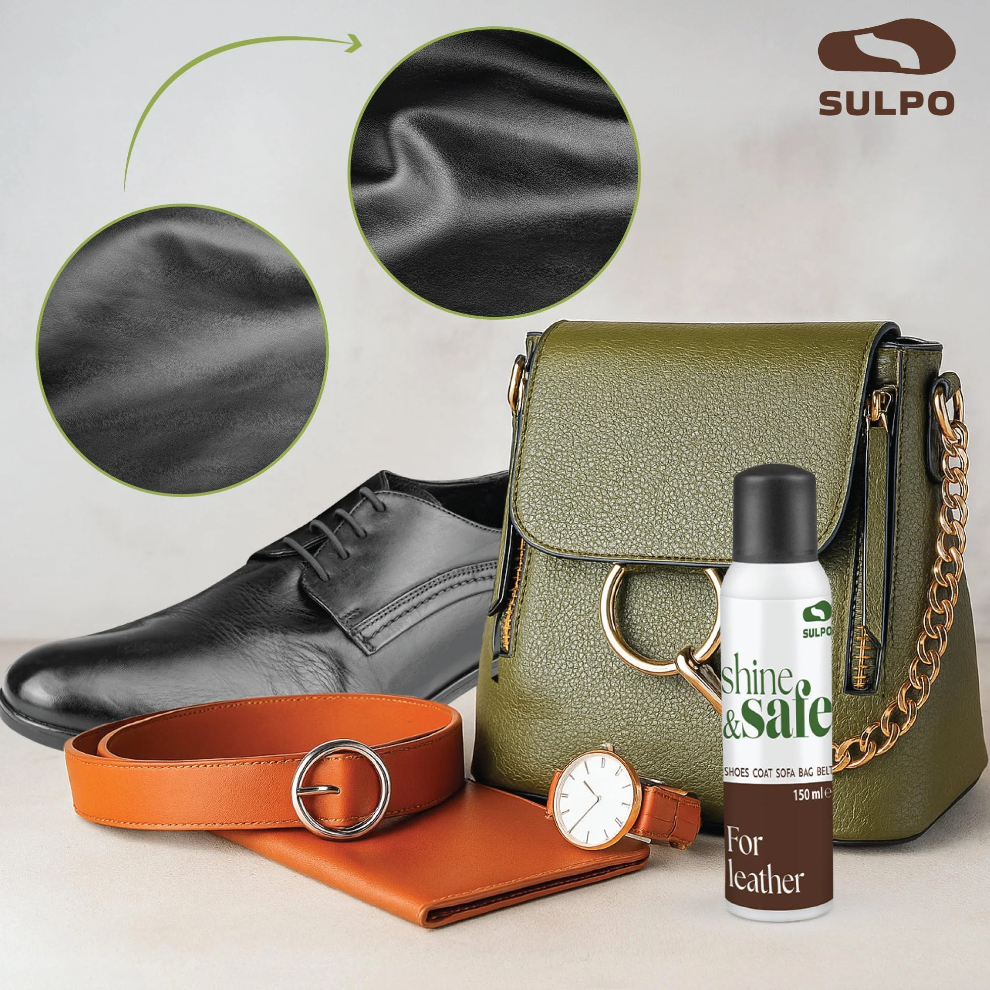 Sulpo Nabłyszczacz do Skór 150 ml – Nawilżający preparat do obuwia, toreb, mebli