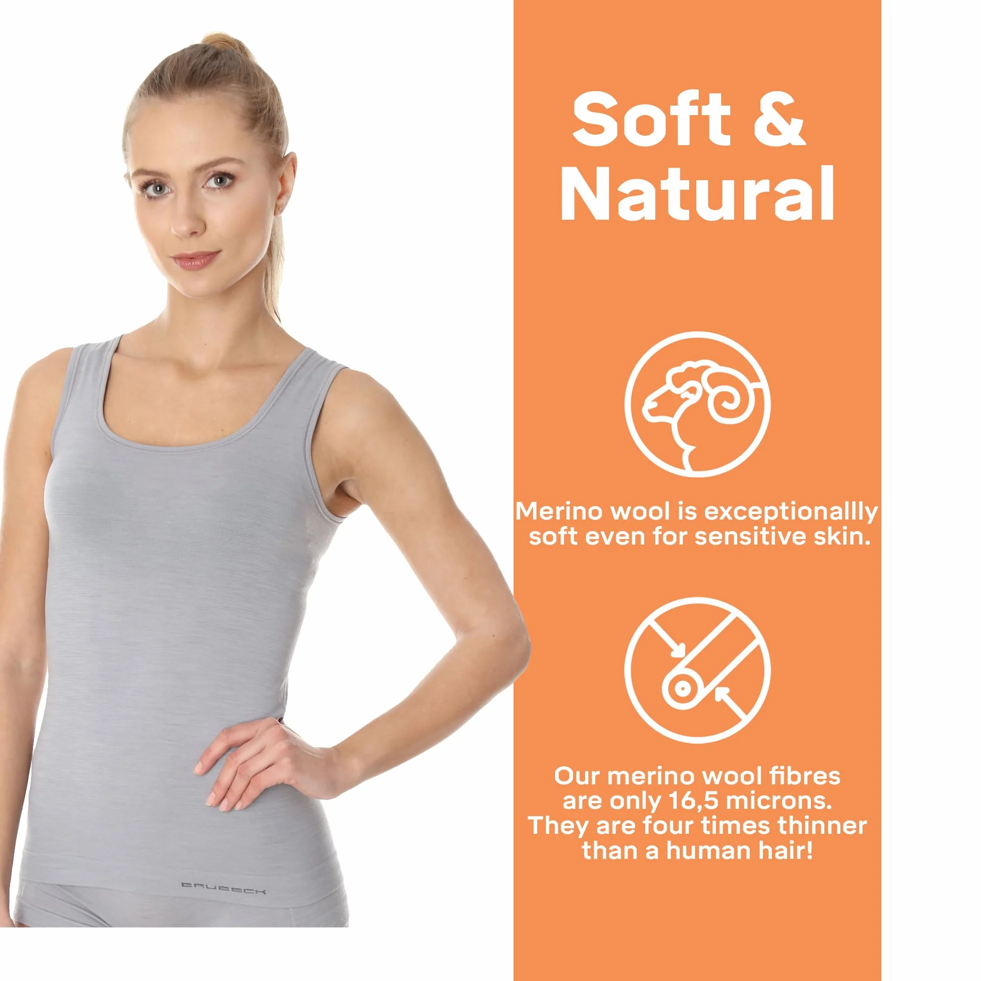 BRUBECK Damski tank top | bez rękawów | oddychający | sportowy | podkoszulek funkcyjny | górna część | 41% wełna z merynosów | TA10170