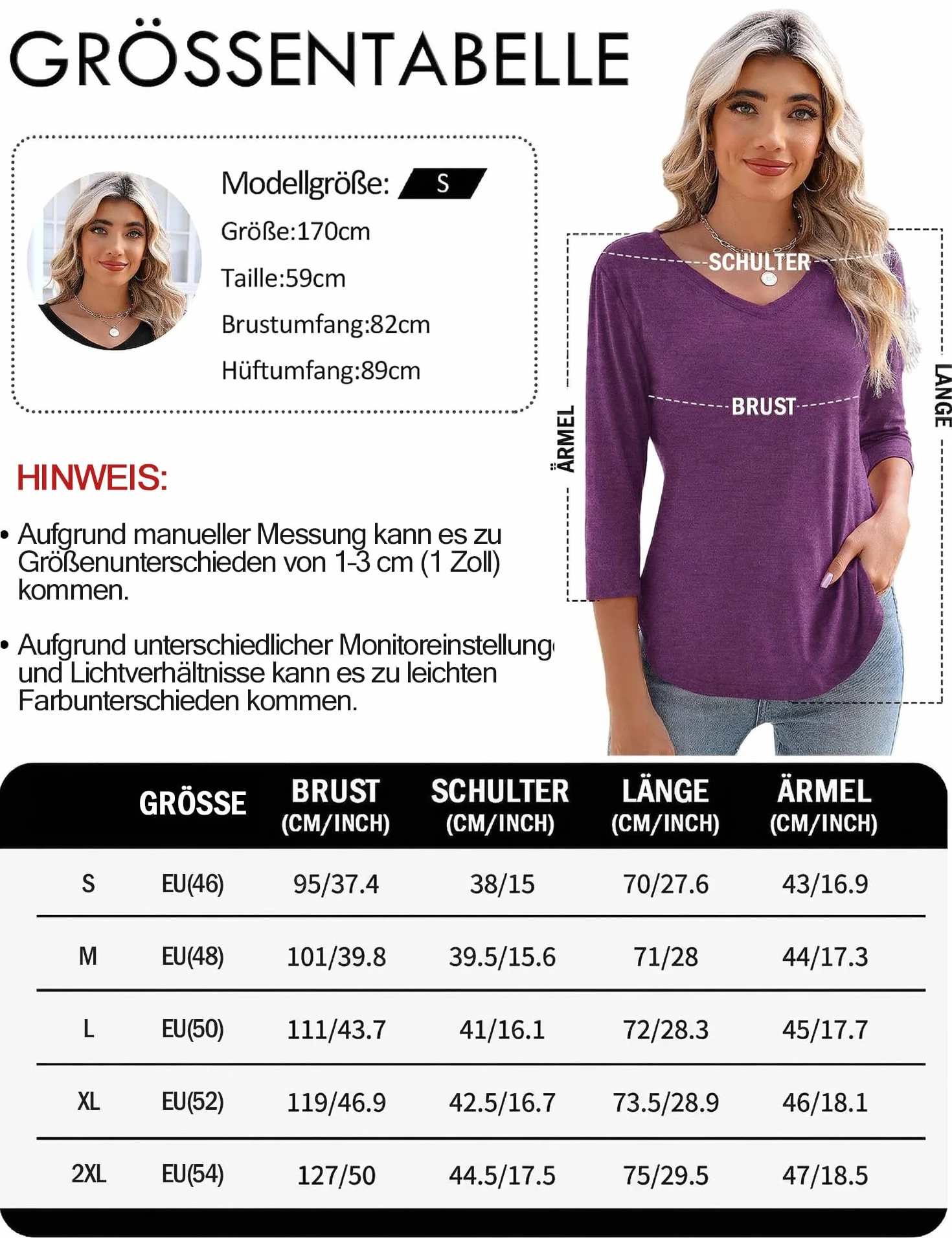Rapbin Bluzki damskie z rękawami 3/4, eleganckie wycięcie w kształcie litery V, kwiaty