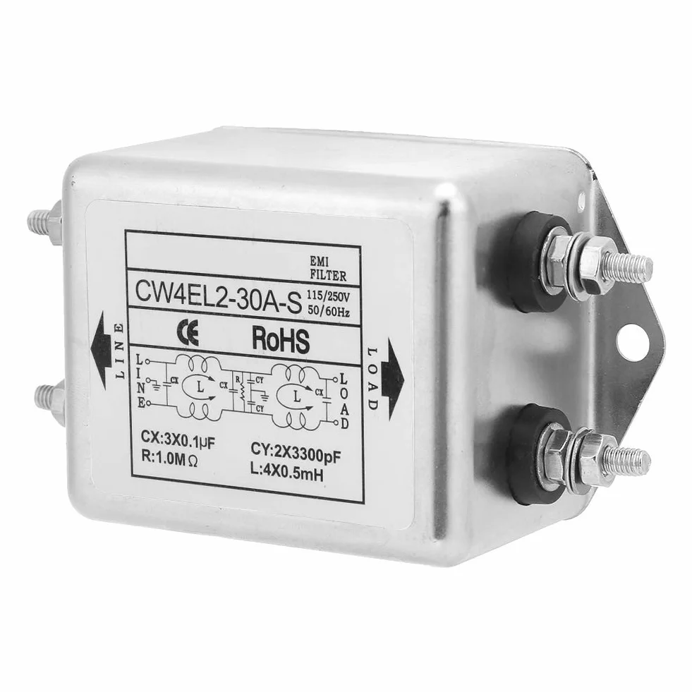 Filtr EMI - CW4EL2-30A-S Filtr zasilania jednofazowego EMI 115V/250V 50/60Hz
