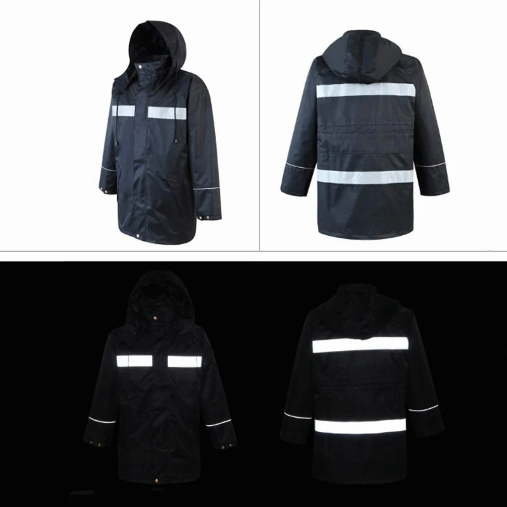 Kamizelka odblaskowa, Kamizelka odblaskowa, czarna kurtka ochronna Tkanina Oxford Odblaskowa odzież przeciwdeszczowa robocza na zewnątrz budowlana(3XL)