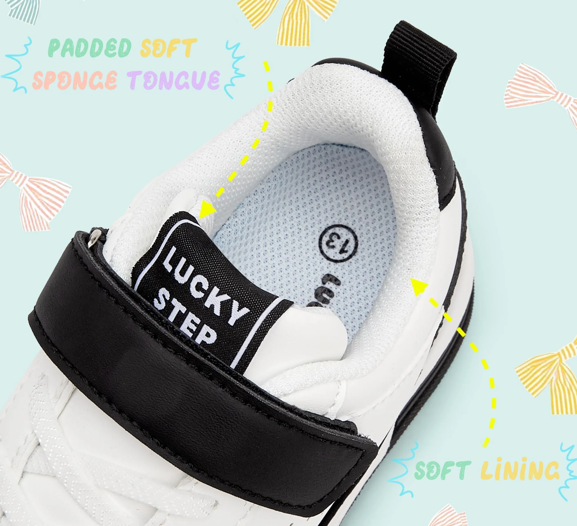 LUCKY STEP Dziecięce buty typu sneakers – wygodne buty rekreacyjne do szkoły, uprawiania sportu i na co dzień, niskie trampki z zapięciem na rzepy, dla chłopców/dziewczynek