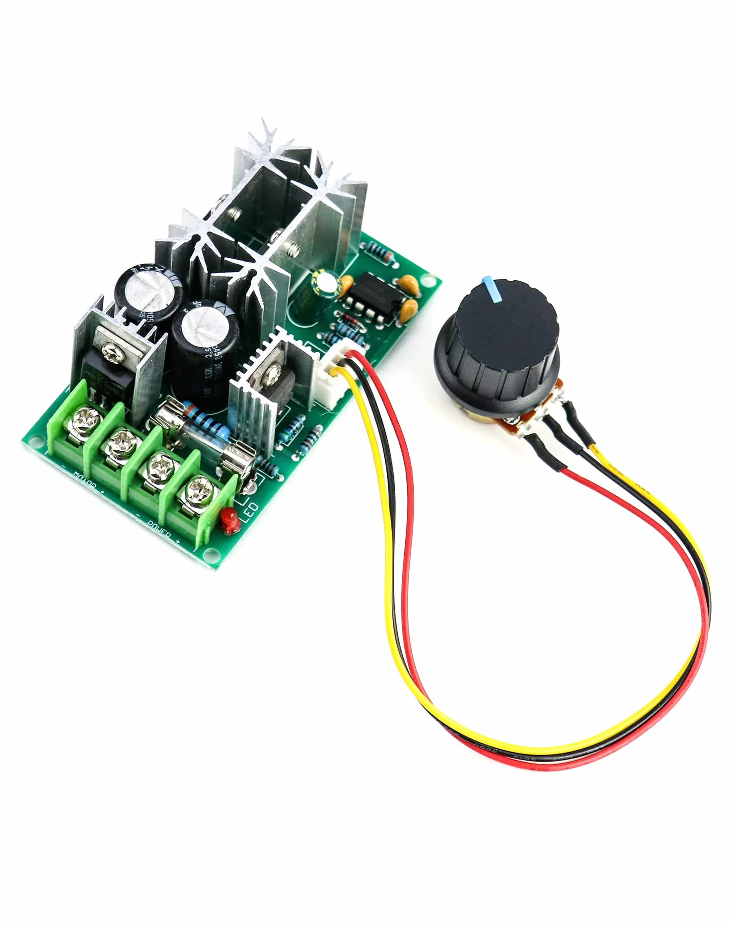 QWORK PWM regulator prędkości silnika DC 12V 24V 36V 48V 20A moduł napędowy o wysokiej wydajności regulowana prędkość PWM sterownik elektroniczny