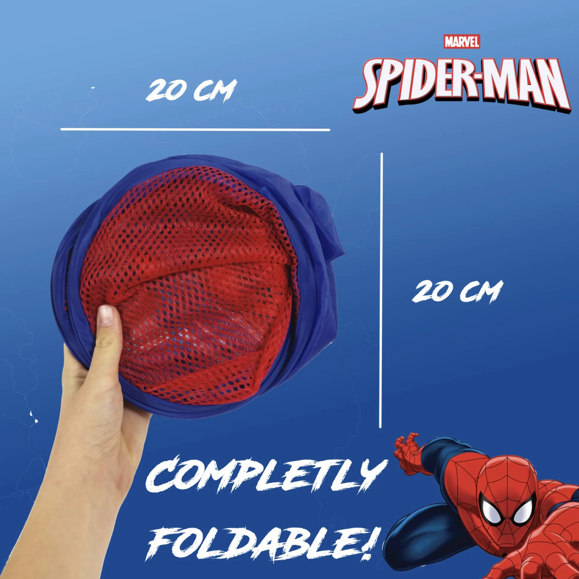 Superdiver Składany kosz dla niemowląt z uchwytami - Marvel Spiderman Kosz Organizator na ubrania i zabawki (58x36x36) (Spiderman 2)